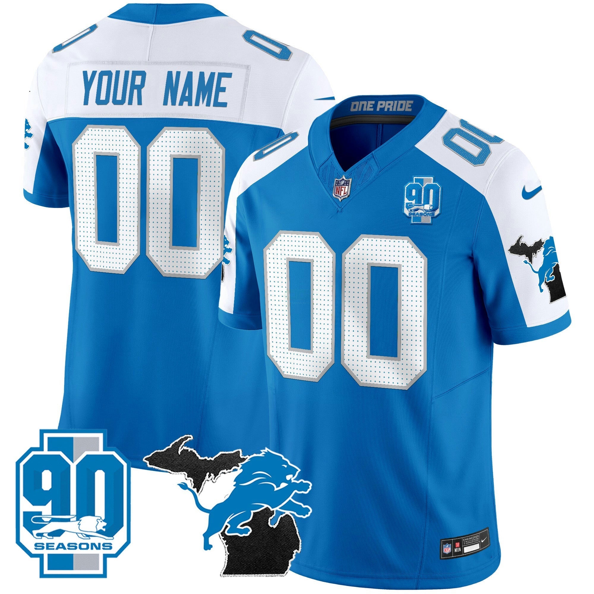 Camisa NFL Detroit 2025 Michigan & 90th Year Patch Vapor Jersey