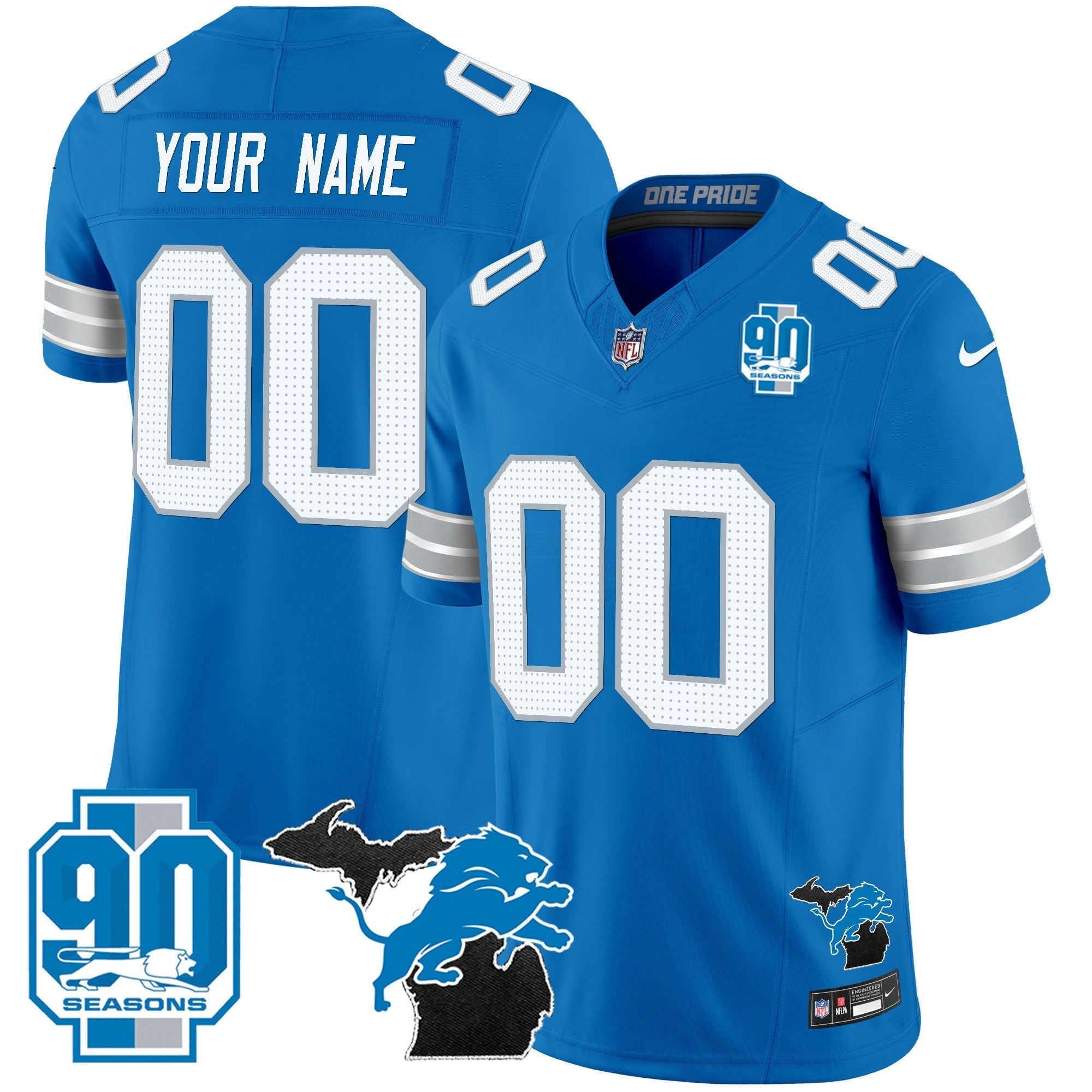 Camisa NFL Detroit 2025 Michigan & 90th Year Patch Vapor Jersey