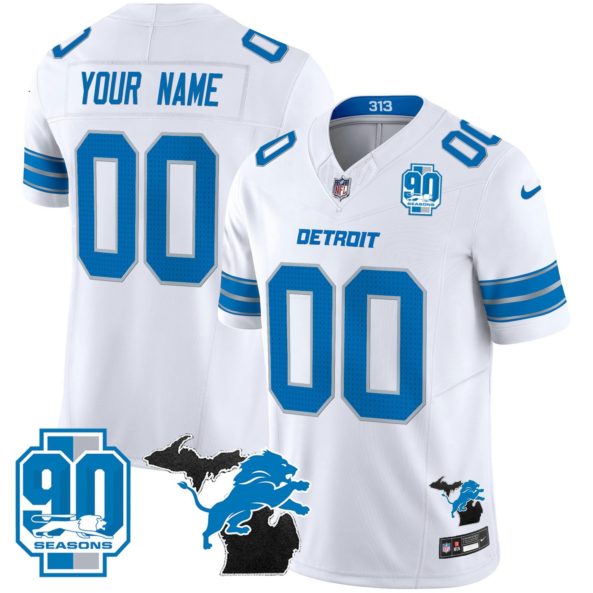 Camisa NFL Detroit 2025 Michigan & 90th Year Patch Vapor Jersey