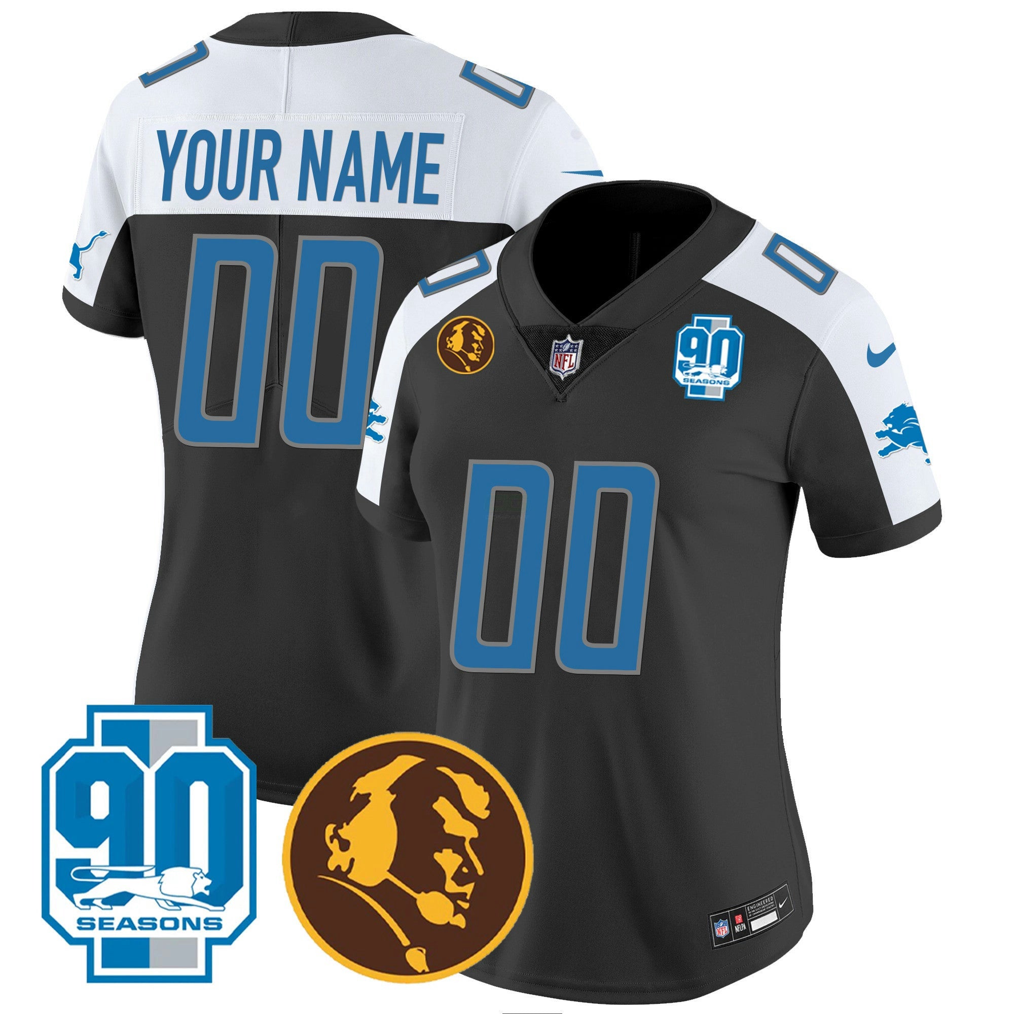 Camisa NFL Detroit 90th & John Madden Patch Jersey