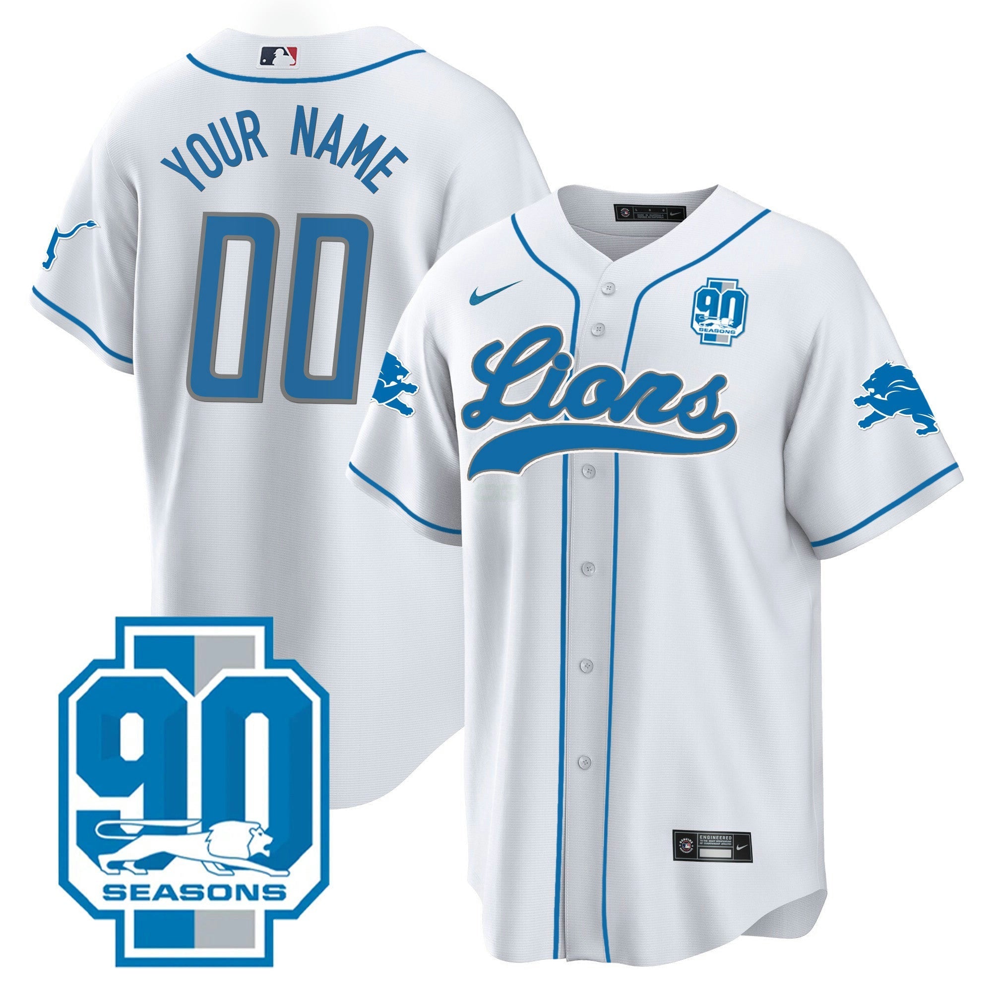Camisa NFL Detroit 90th Year Patch Jersey