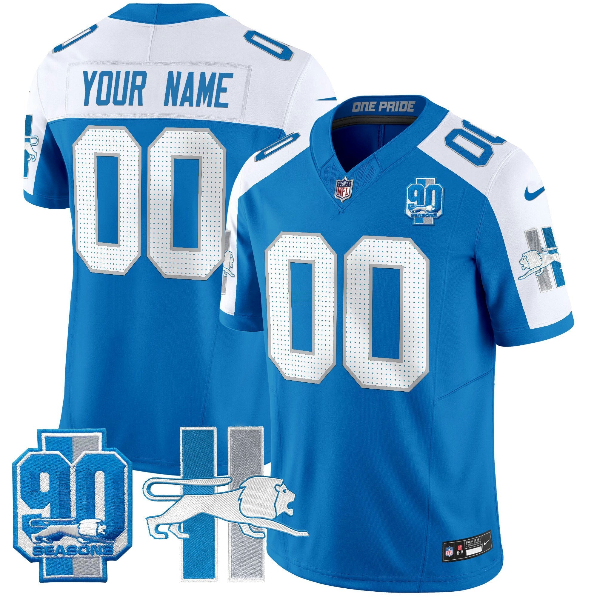 Camisa NFL Detroit Throwback 90th Year Patch Vapor Limited Jersey
