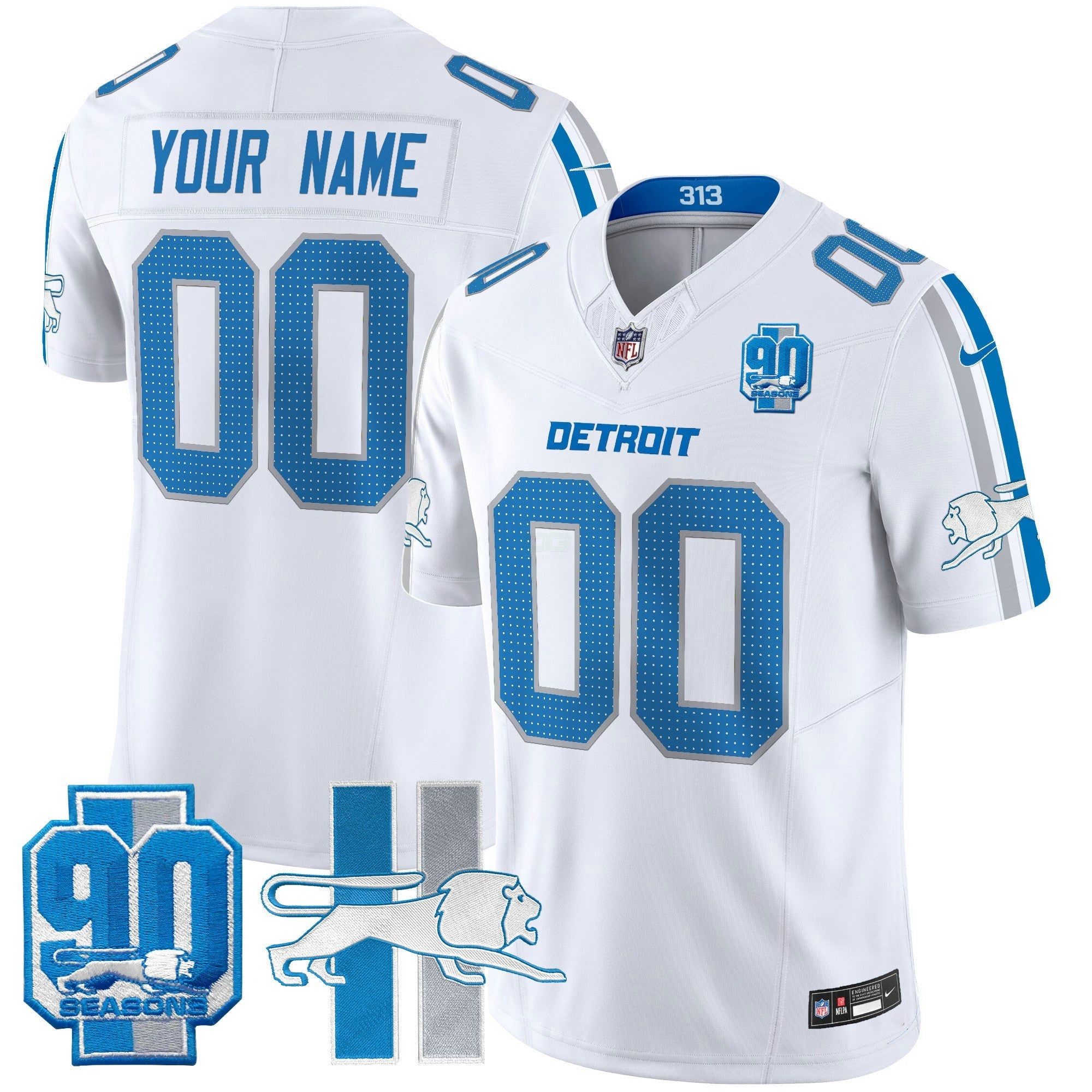 Camisa NFL Detroit Throwback 90th Year Patch Vapor Limited Jersey