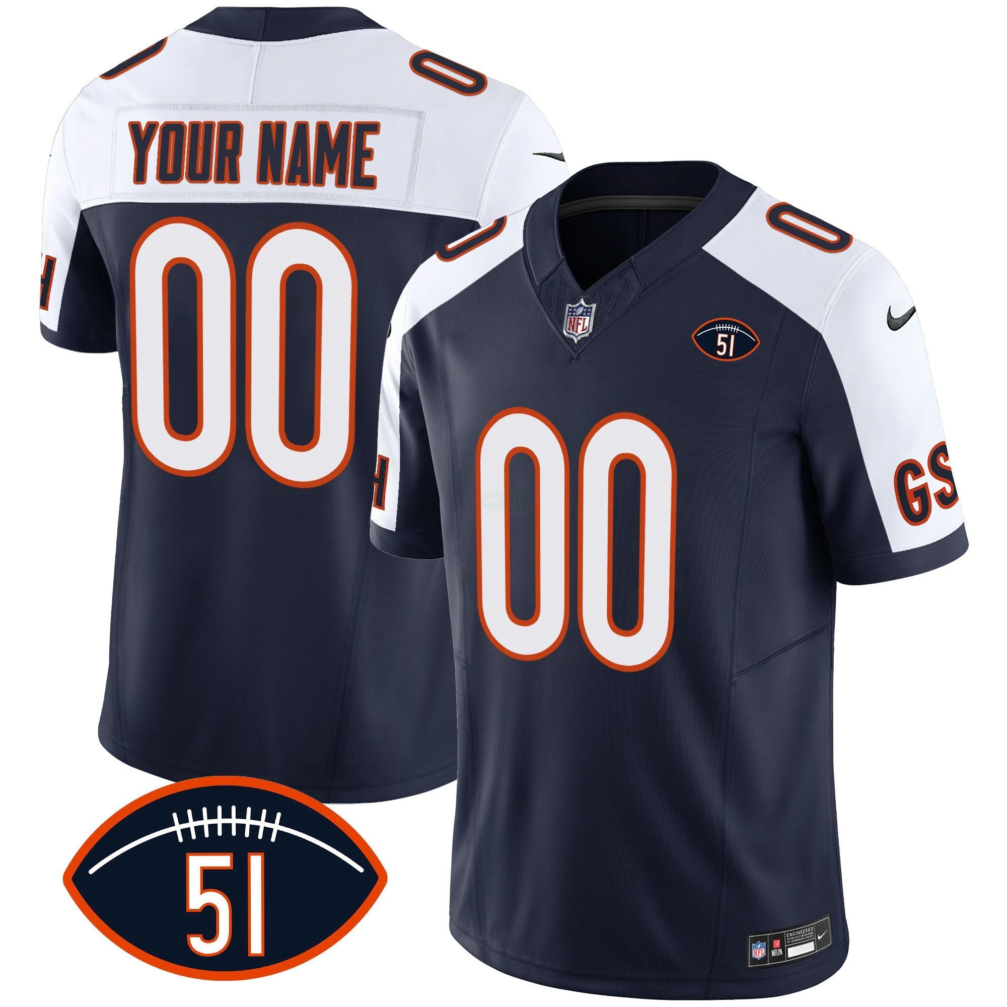 Camisa NFL Dick Butkus Patch GSH Vapor Jersey