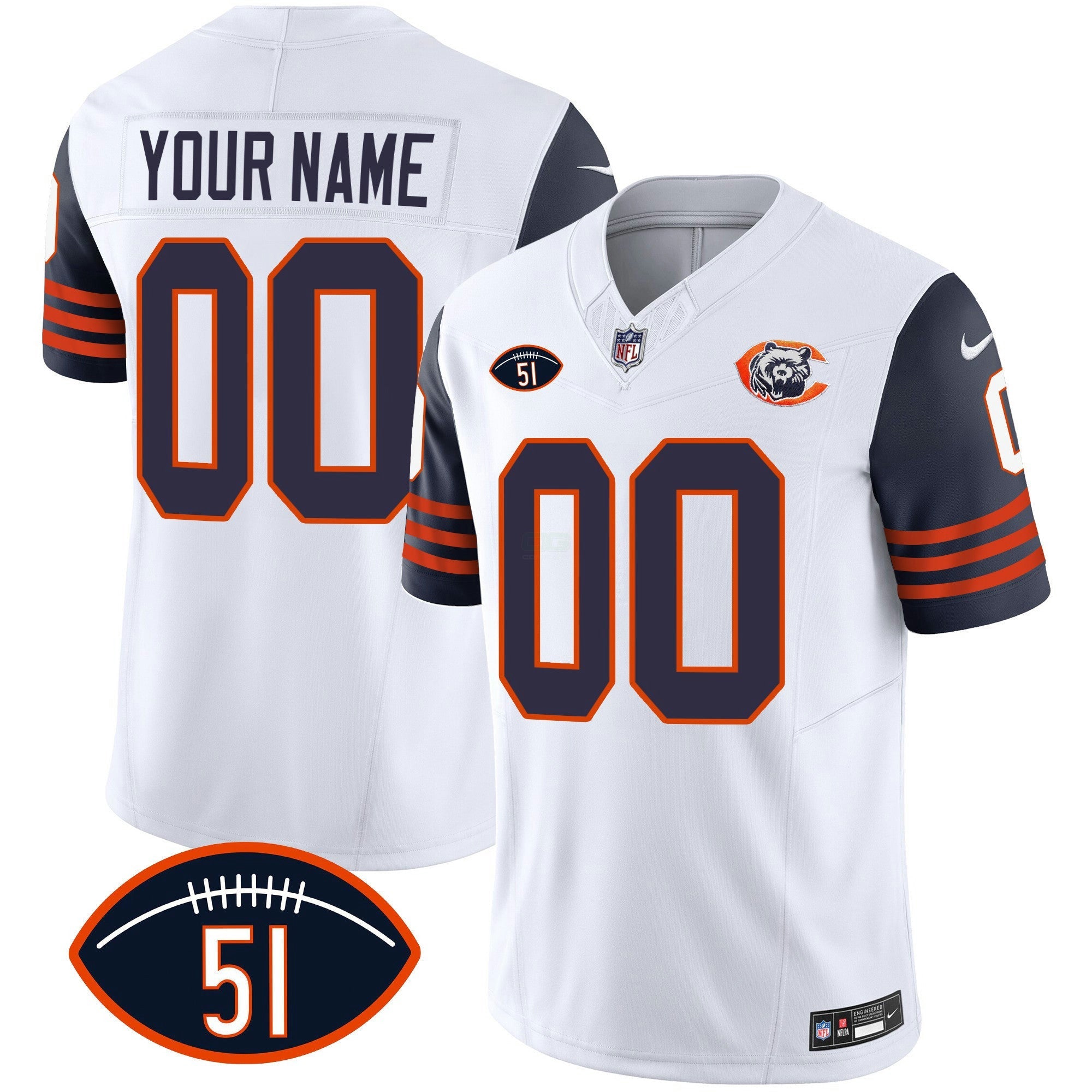 Camisa NFL Dick Butkus Patch Throwback Vapor Jersey