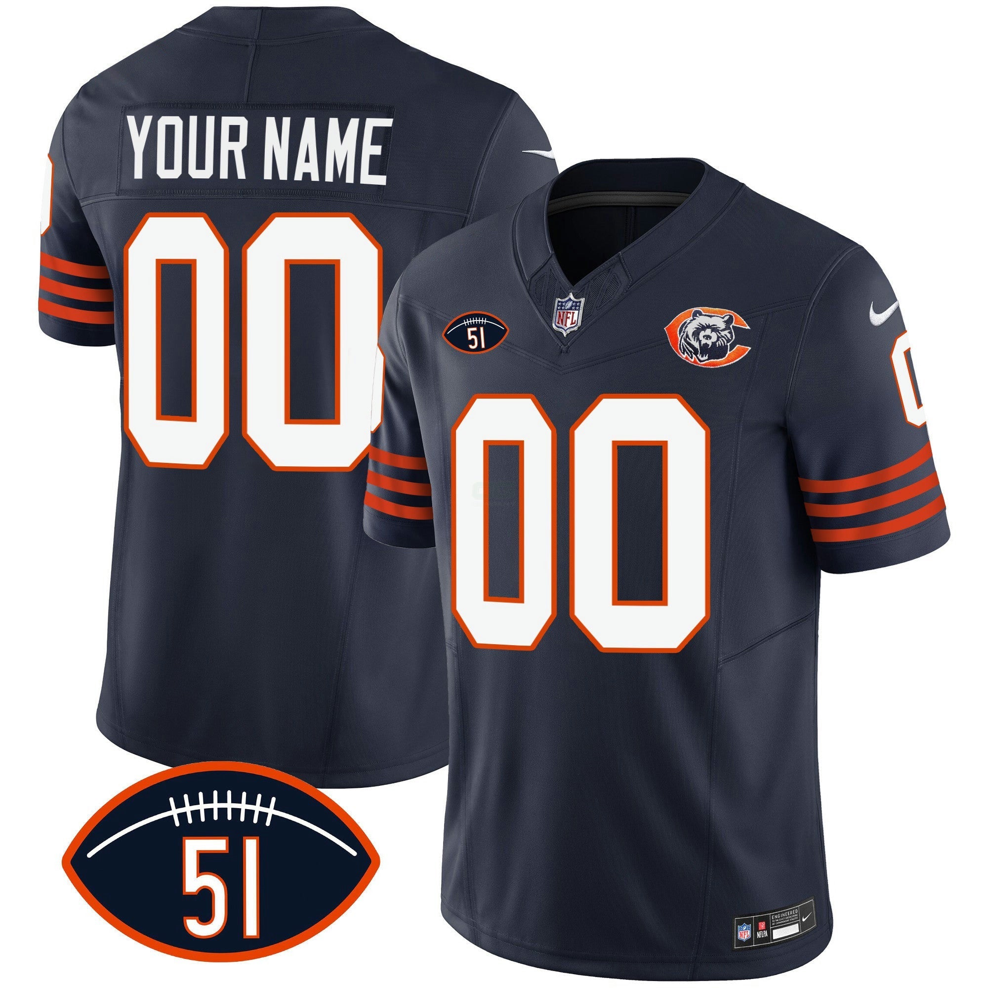 Camisa NFL Dick Butkus Patch Throwback Vapor Jersey