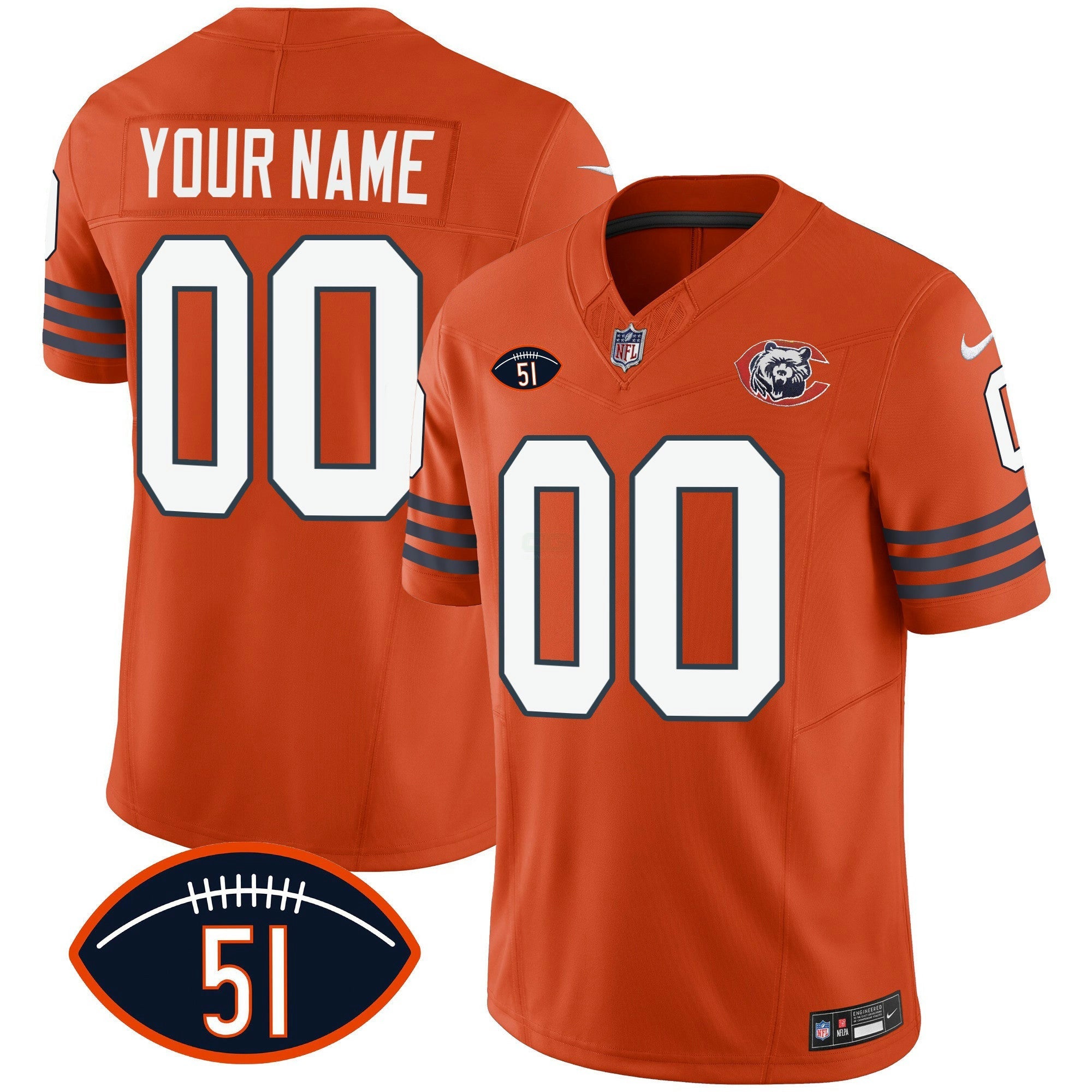 Camisa NFL Dick Butkus Patch Throwback Vapor Jersey