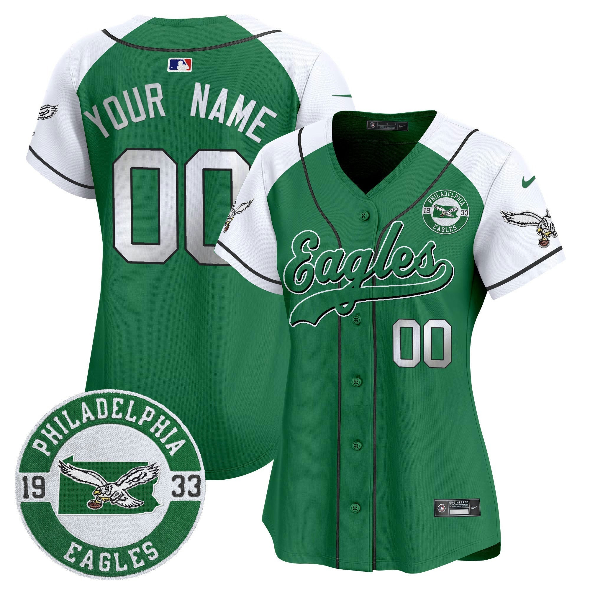 Camisa NFL Est. 1933 Patch Patch Kelly Green Vapor Jersey