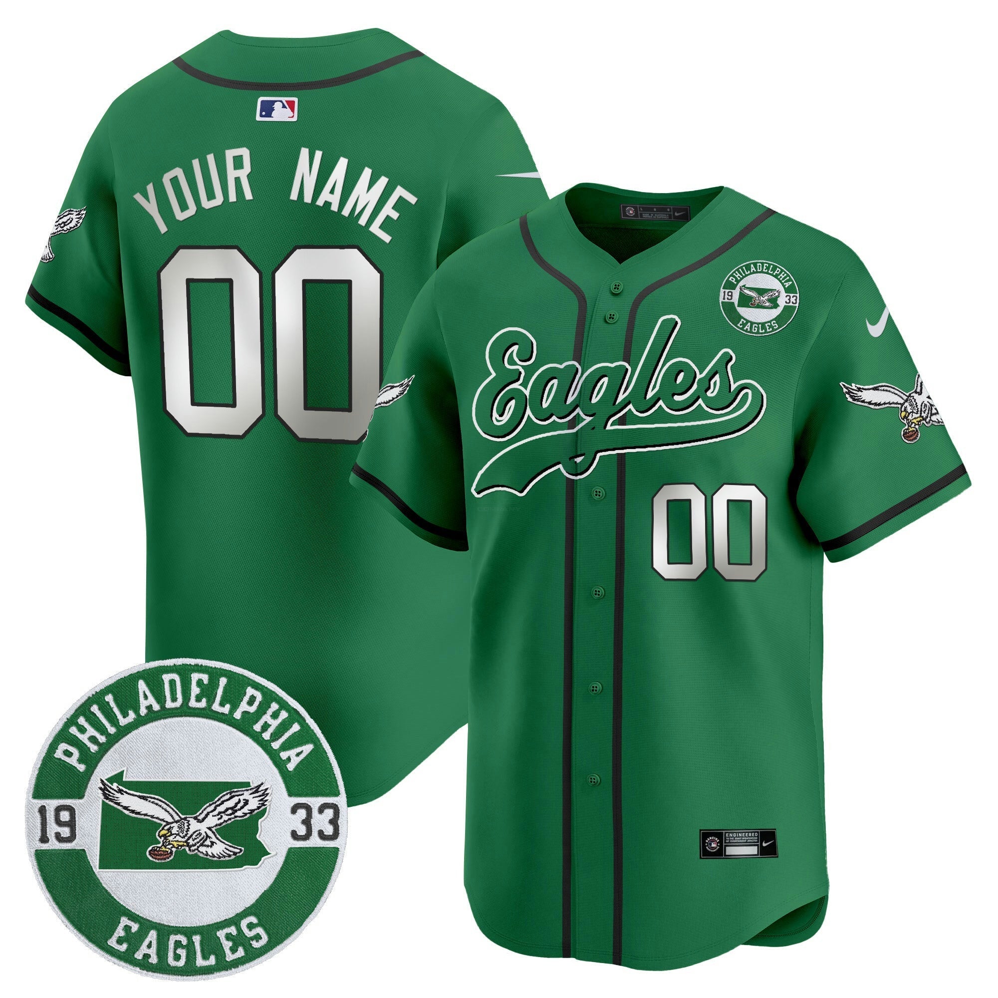 Camisa NFL Est. 1933 Patch Patch Kelly Green Vapor Jersey