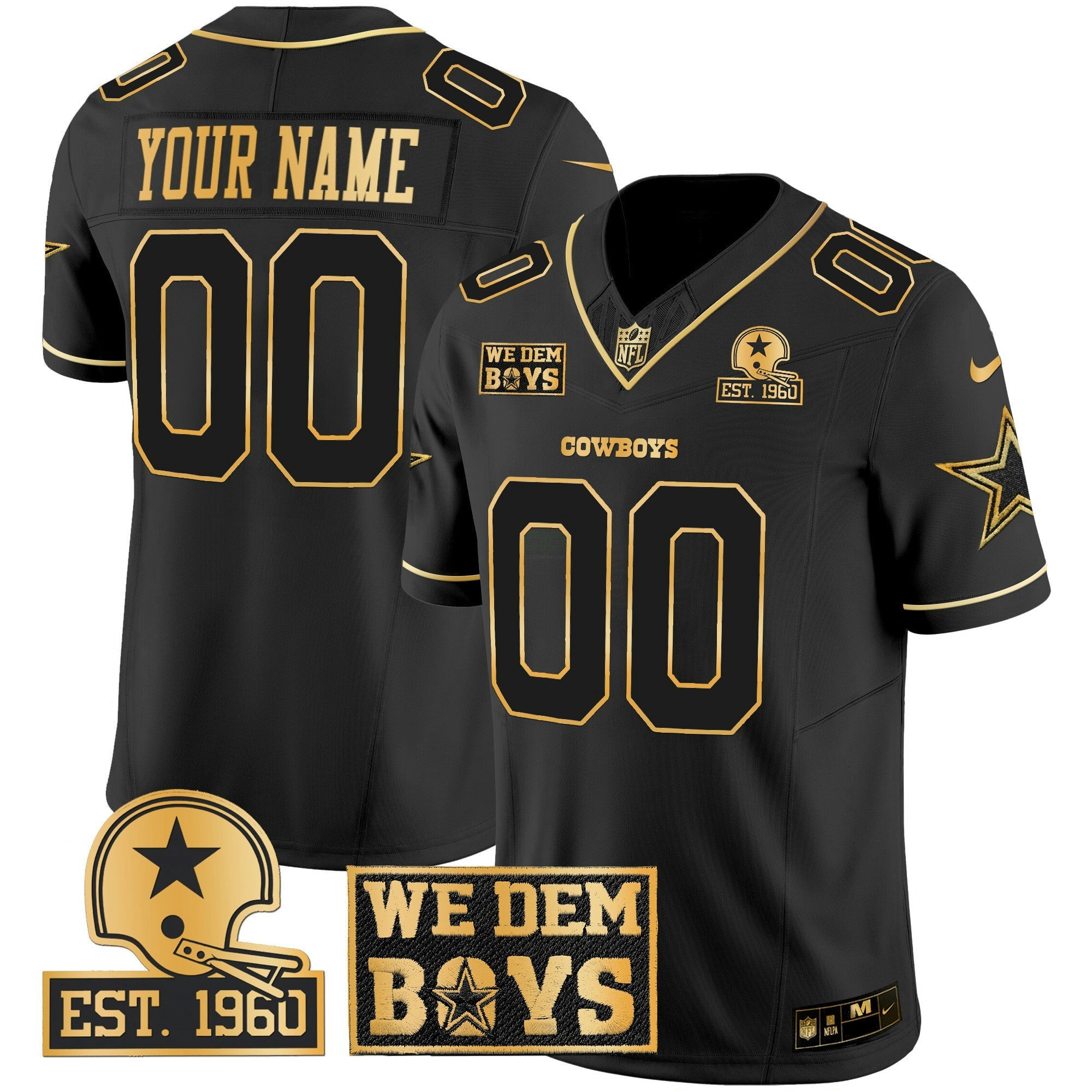 Camisa NFL Est. 1960 & We Dem Boyz Patch Dourada Vapor Limited Jersey