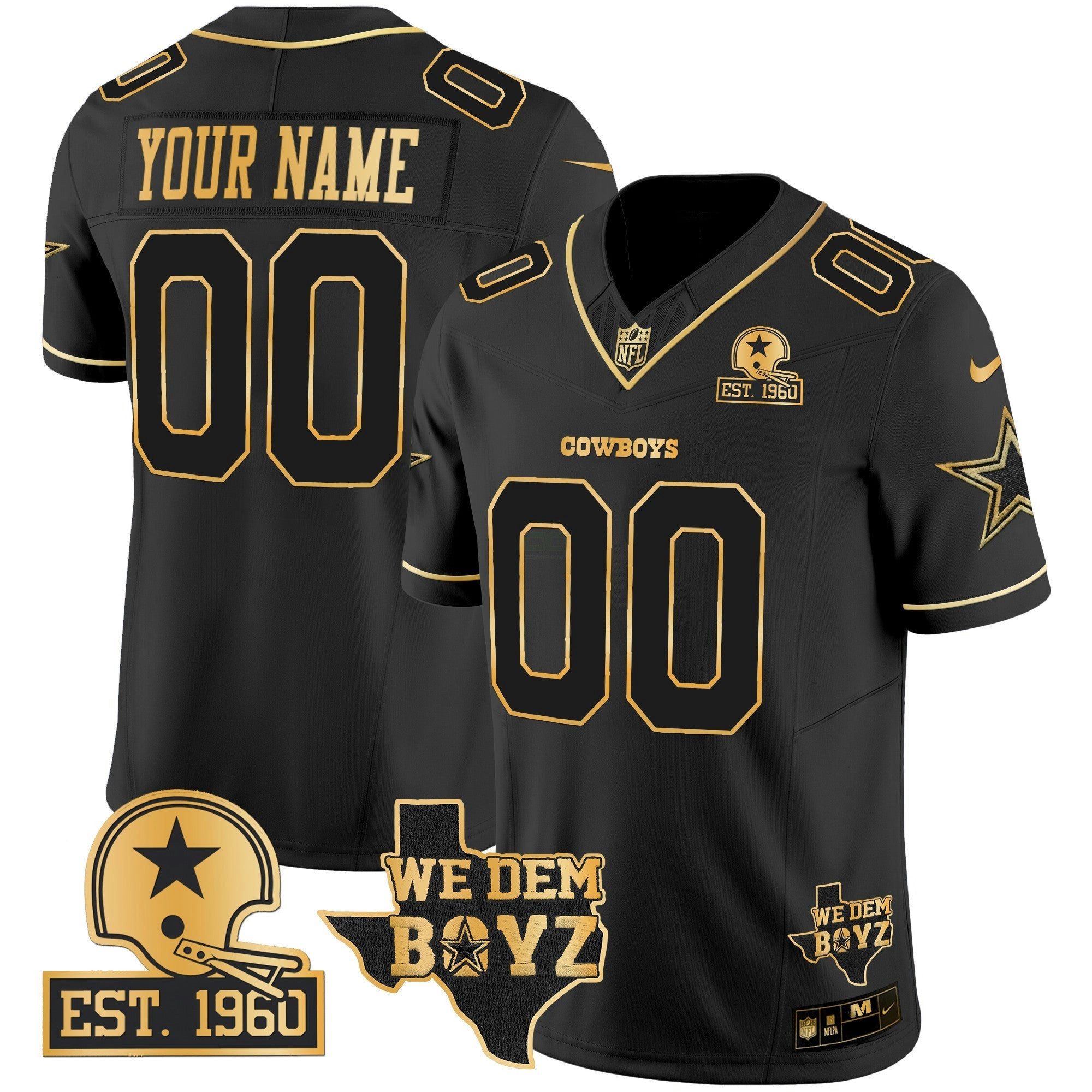 Camisa NFL Est. 1960 & We Dem Boyz Patch Dourada Vapor Limited Jersey V2