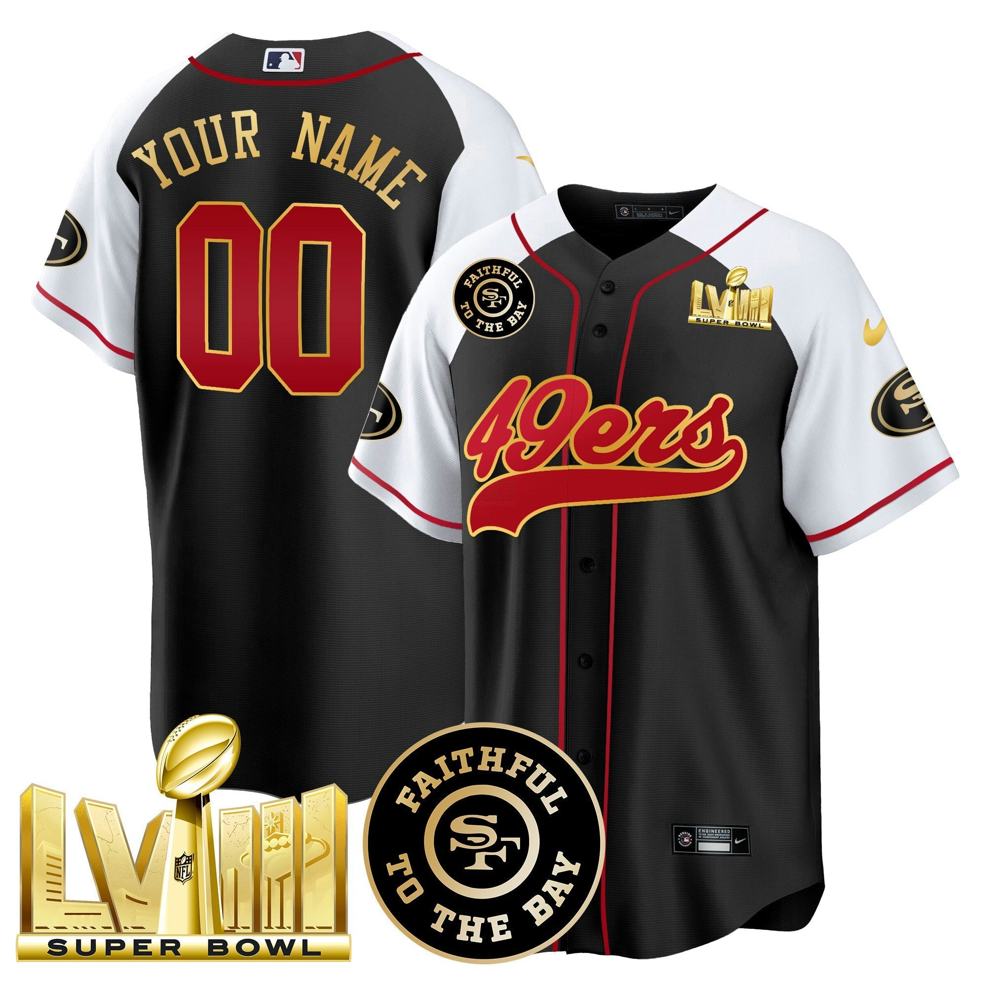 Camisa NFL Faithful & Super Bowl LVIII Dourada Patch Jersey