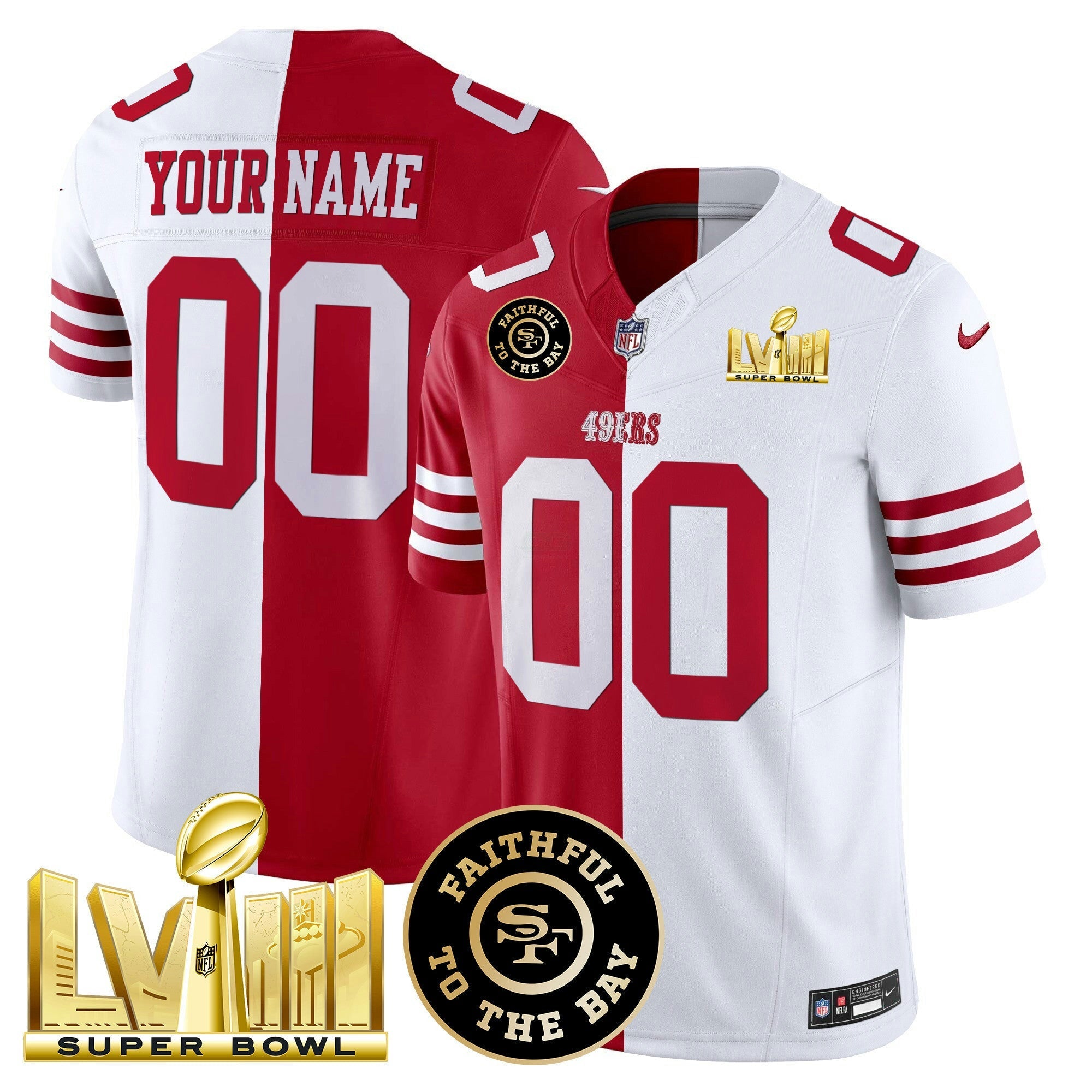 Camisa NFL Faithful & Super Bowl LVIII Dourada Patch Vapor Jersey V2