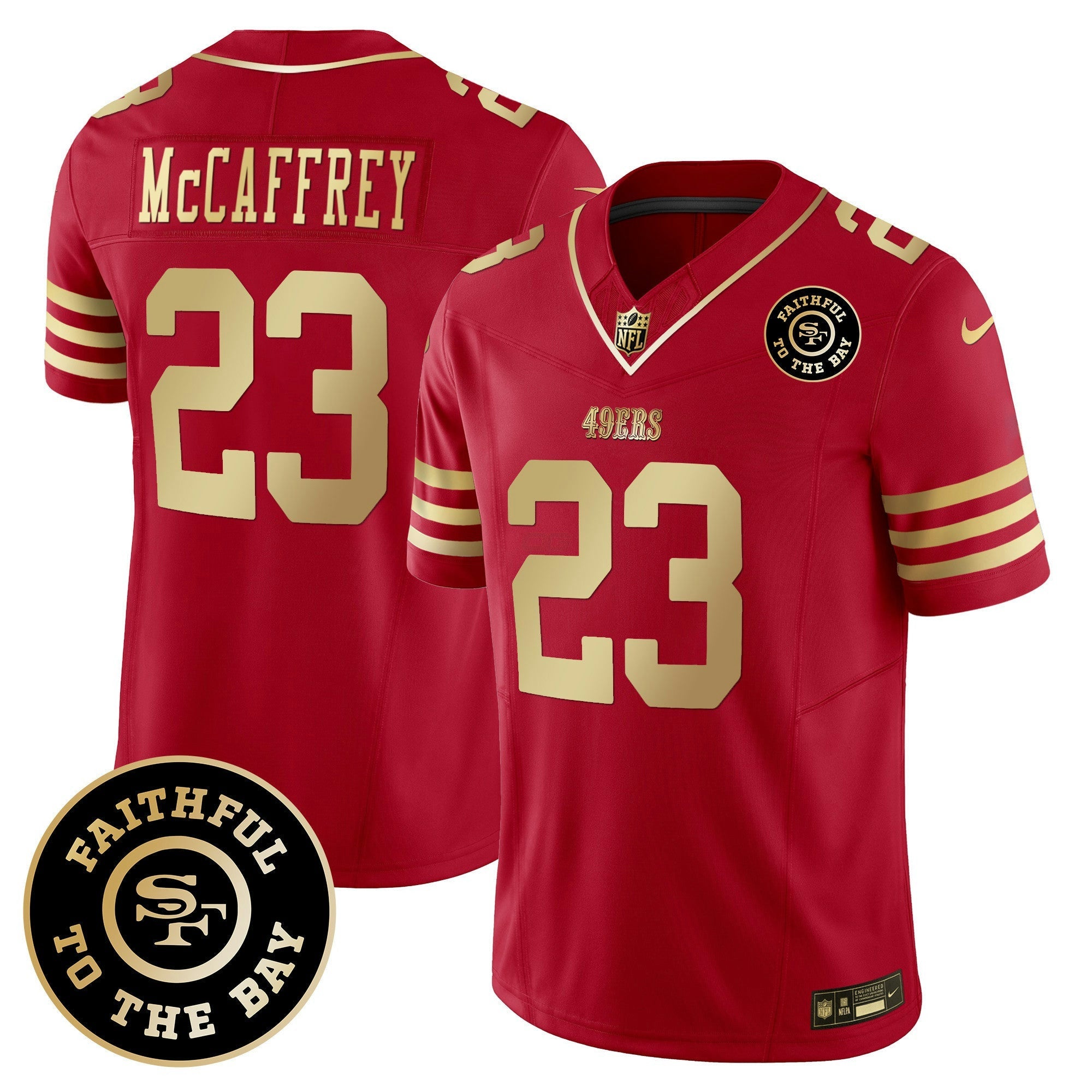 Camisa NFL Faithful To The Bay Patch Escarlate Dourada Vapor Limited Jersey