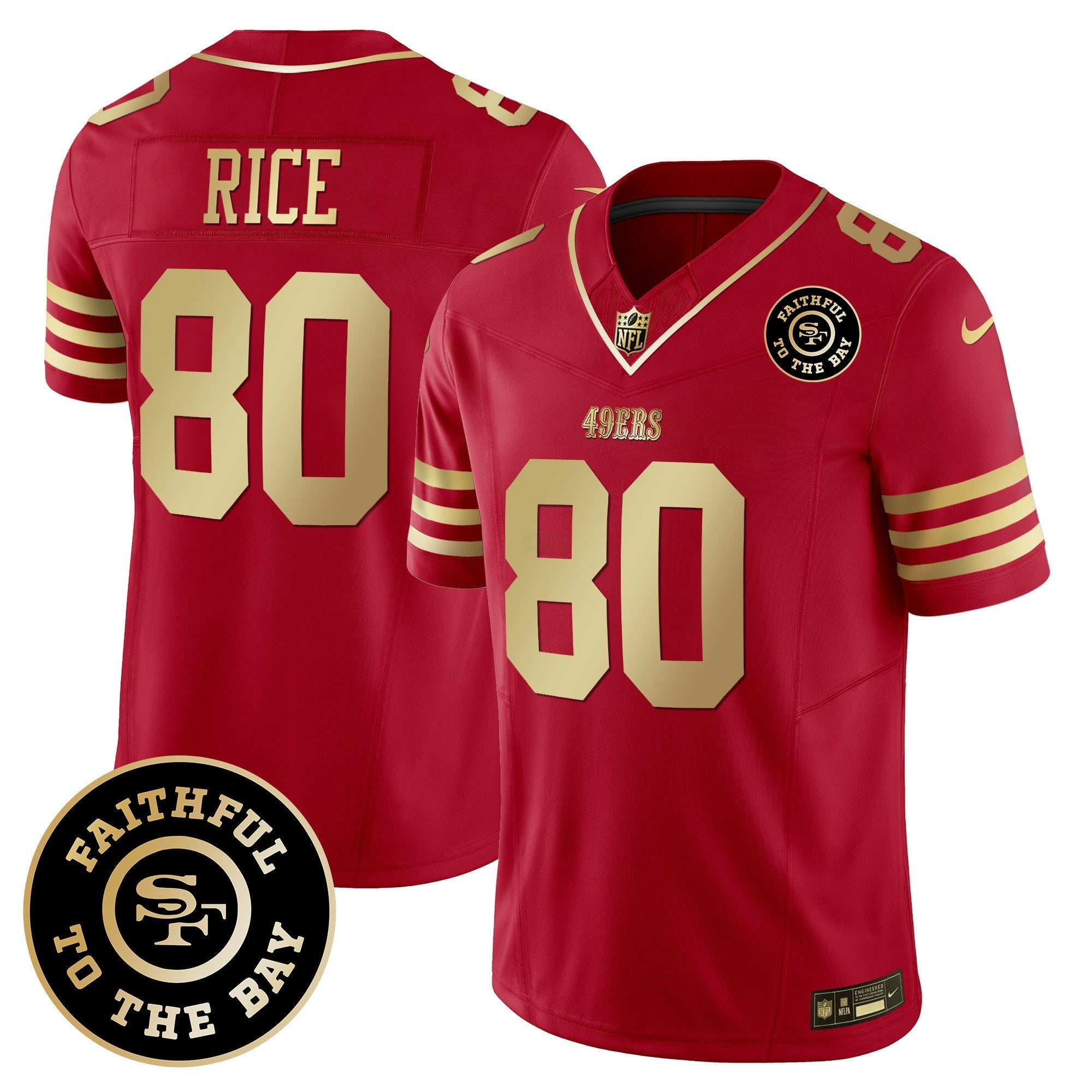 Camisa NFL Faithful To The Bay Patch Escarlate Dourada Vapor Limited Jersey