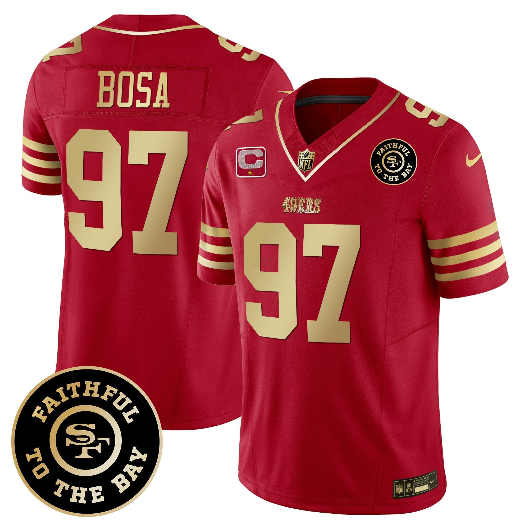 Camisa NFL Faithful To The Bay Patch Escarlate Dourada Vapor Limited Jersey