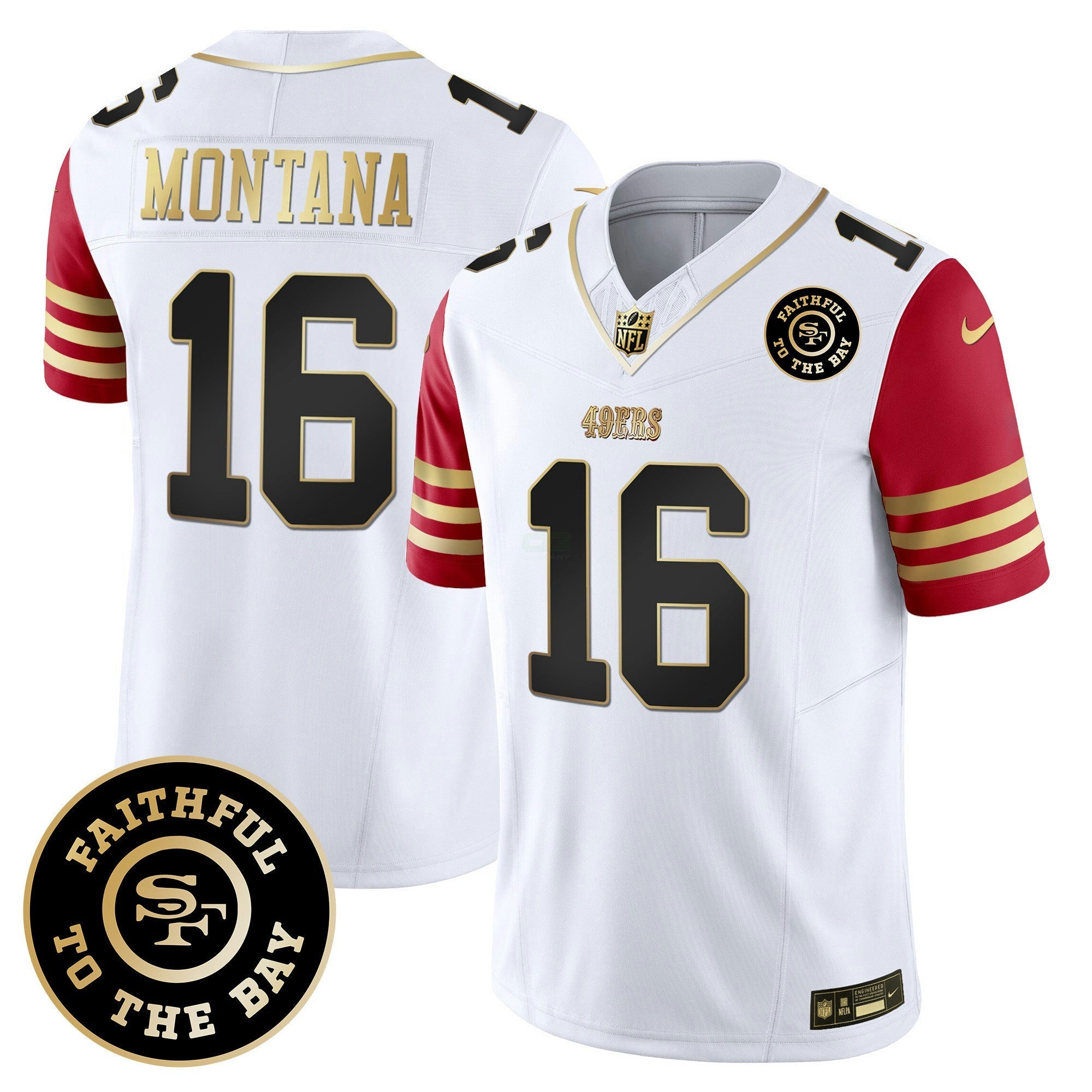Camisa NFL Faithful To The Bay Patch Escarlate Sleeves Vapor Limited Jersey