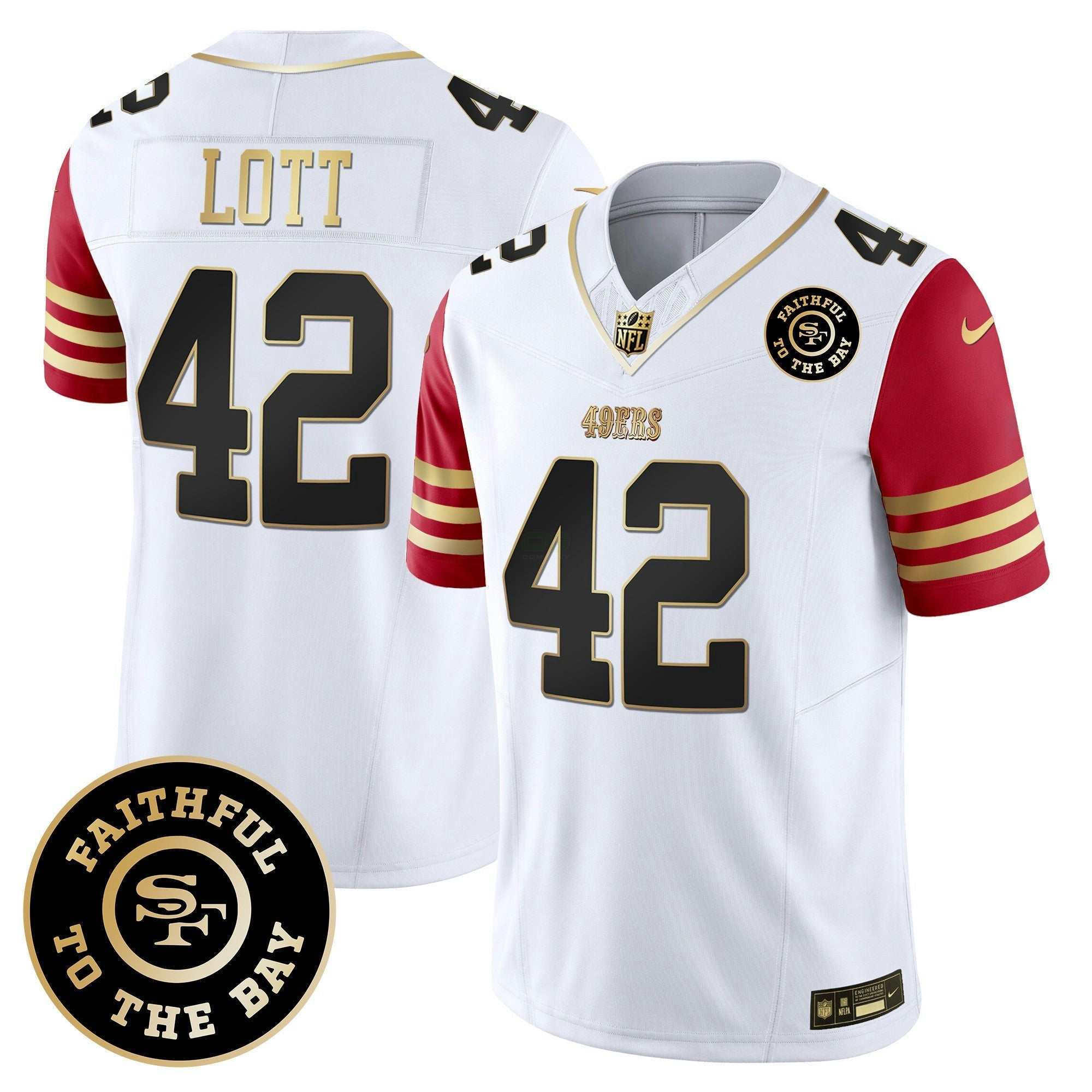 Camisa NFL Faithful To The Bay Patch Escarlate Sleeves Vapor Limited Jersey