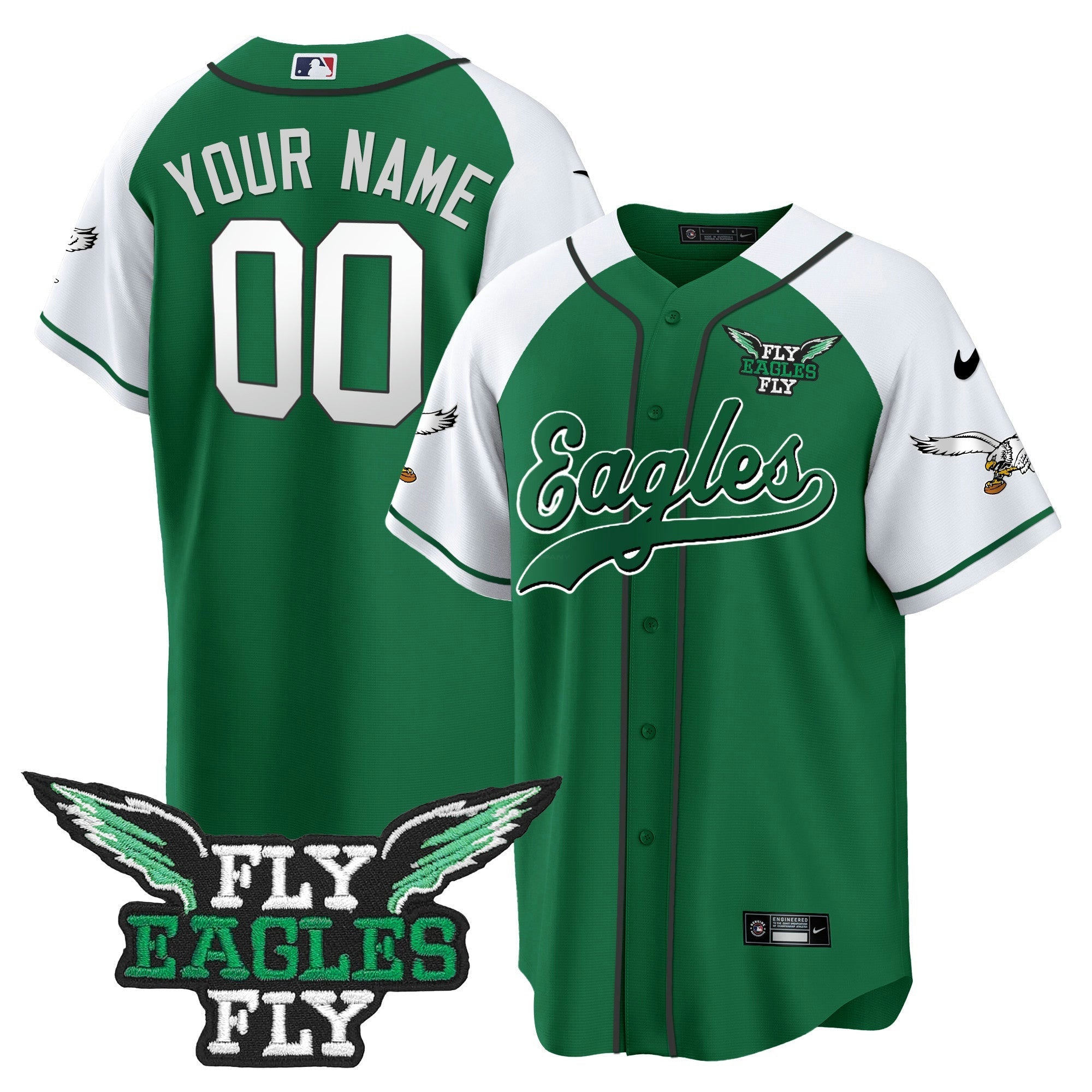 Camisa NFL Fly Fly Patch Throwback Kelly Green Jersey
