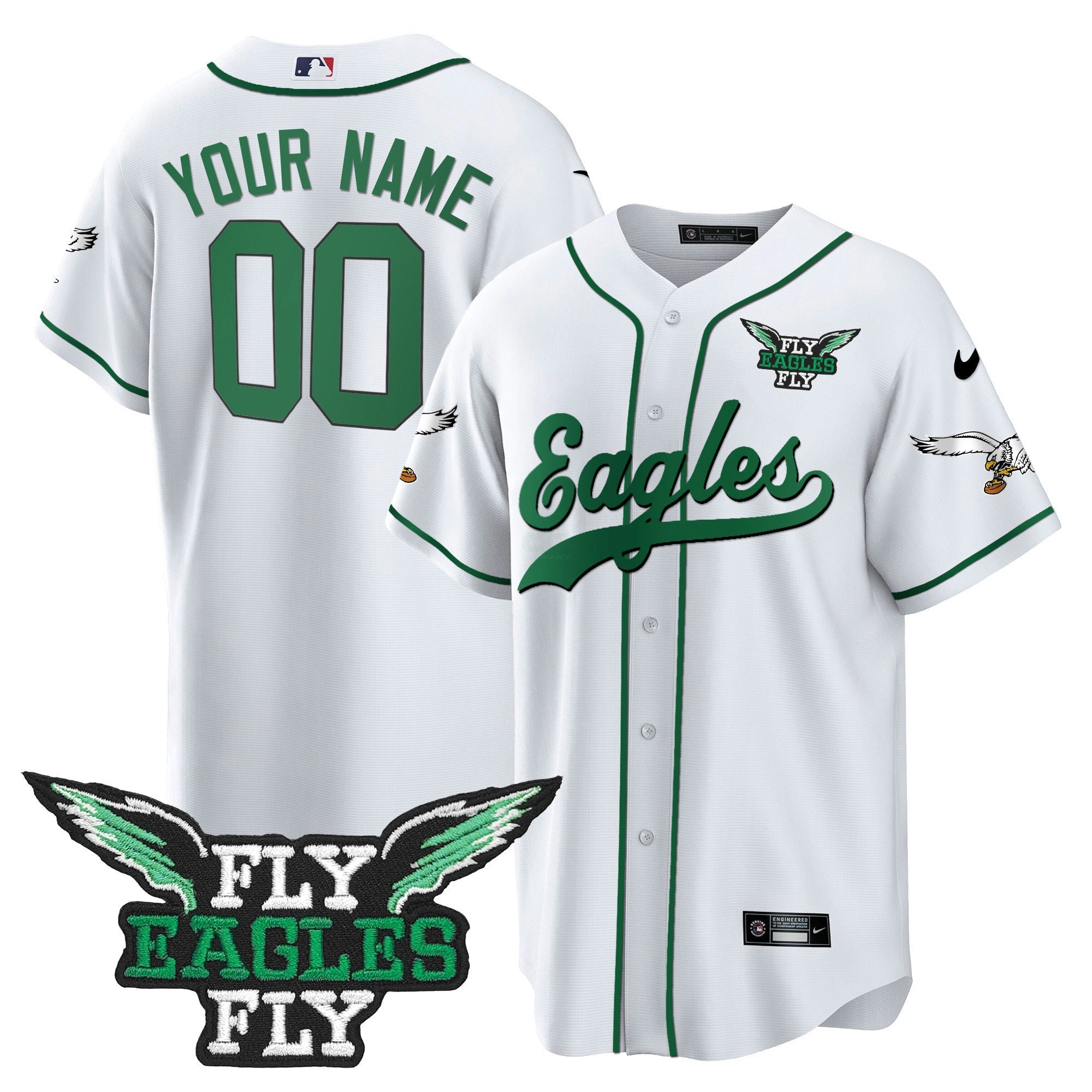 Camisa NFL Fly Fly Patch Throwback Kelly Green Jersey
