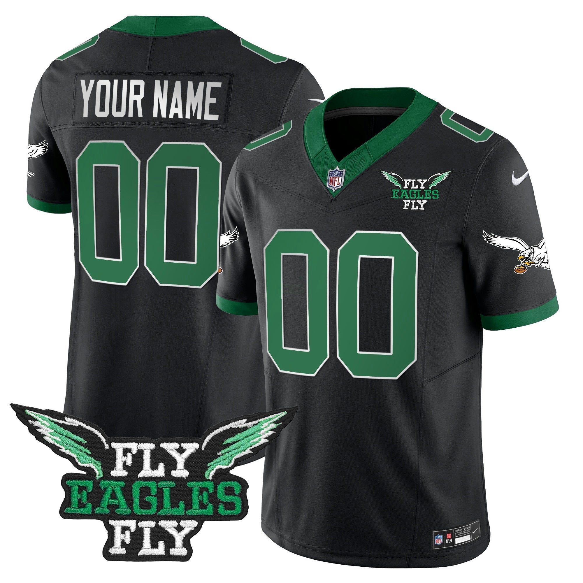 Camisa NFL Fly Fly Patch Throwback Kelly Green Vapor Jersey