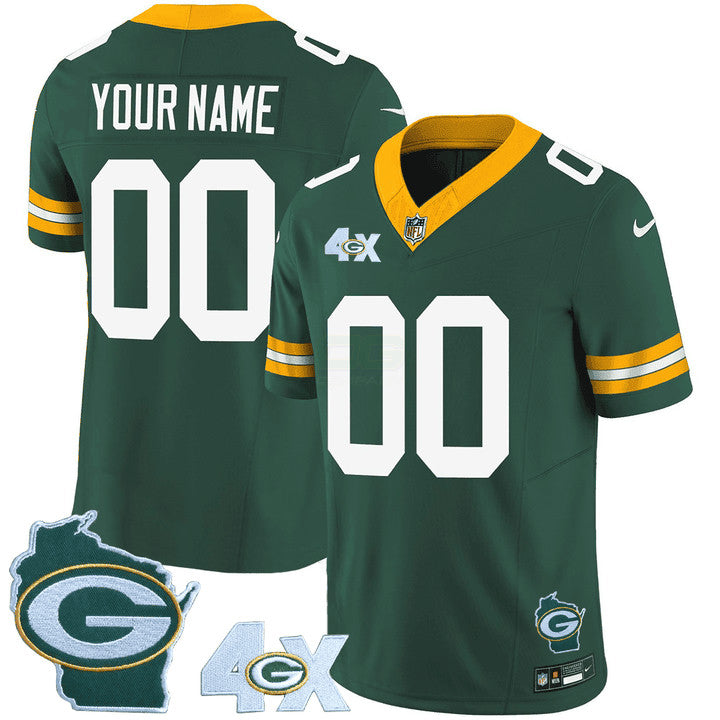 Camisa NFL Green Bay 4x Champs & Home Patch Vapor Jersey