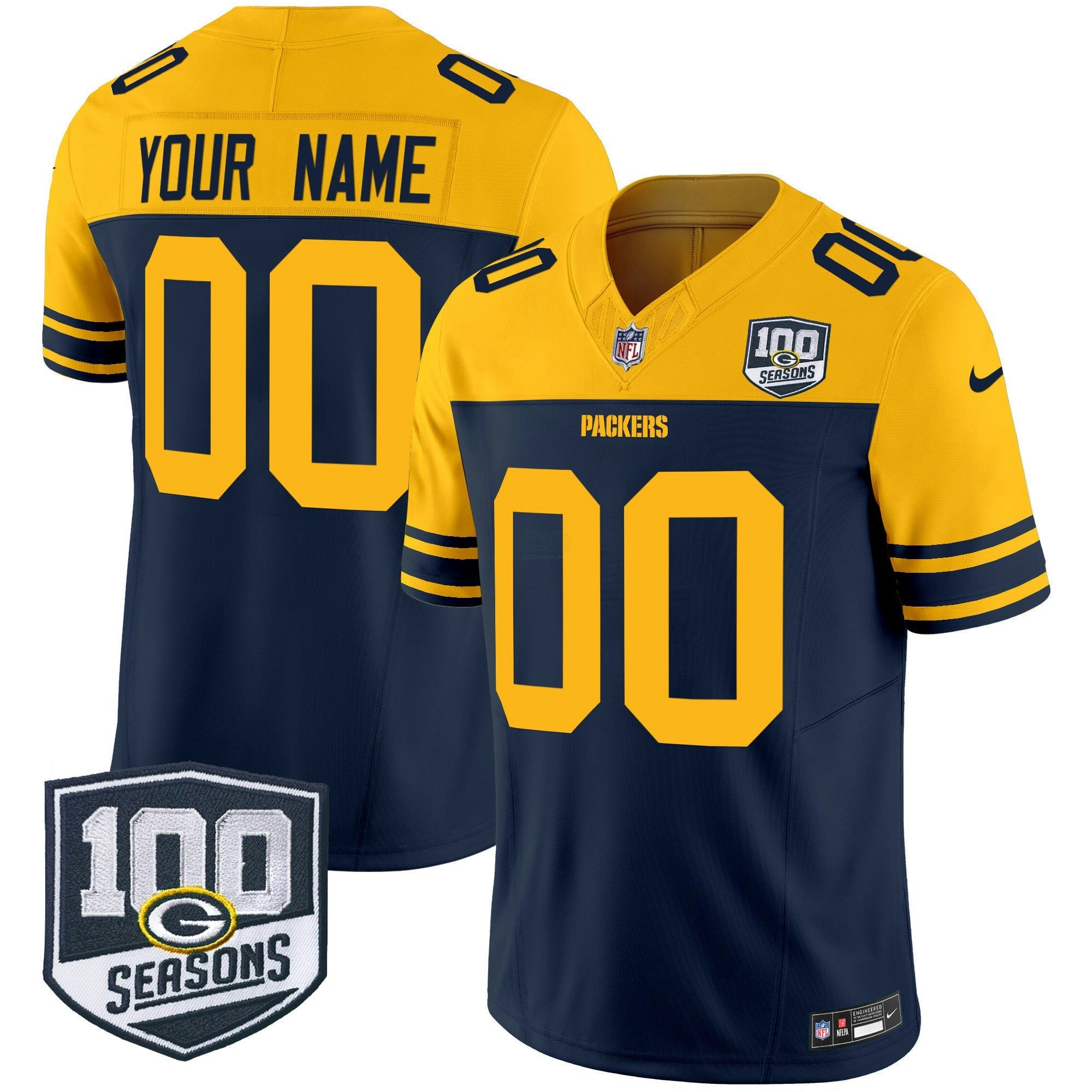 Camisa NFL Green Bay Throwback 100th Season Patch Vapor Limited Jersey