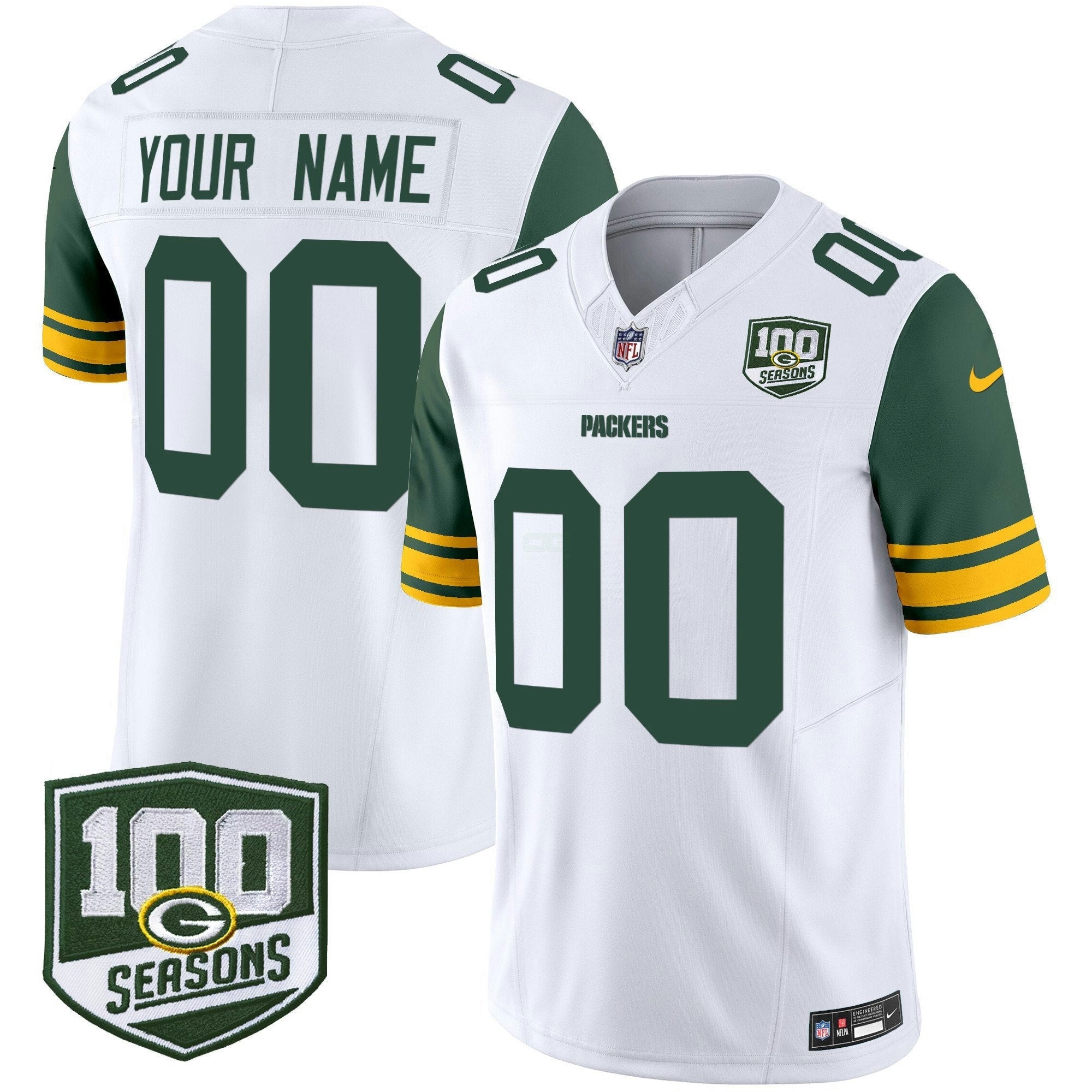 Camisa NFL Green Bay Throwback 100th Season Patch Vapor Limited Jersey