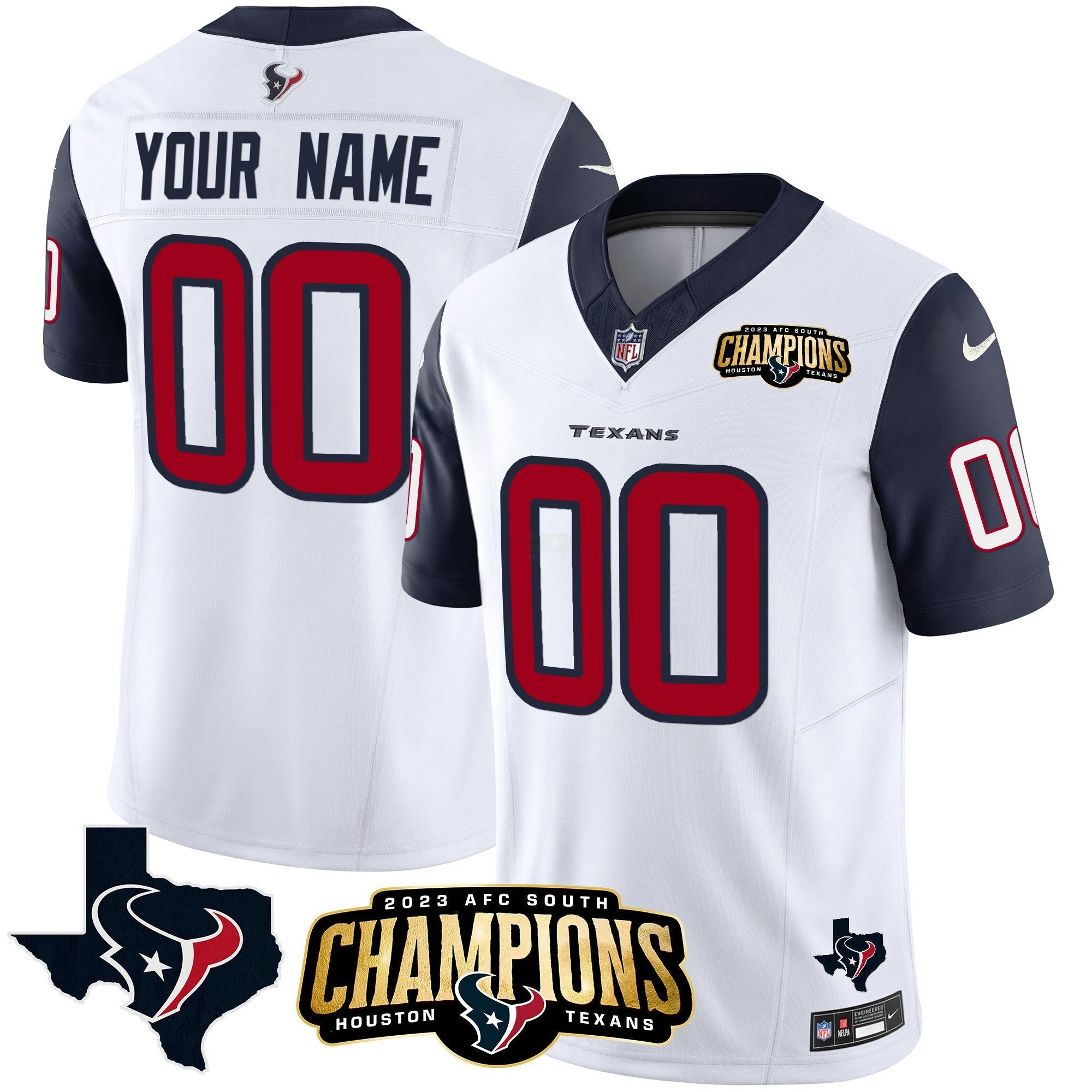 Camisa NFL Houston 2023 AFC South Champions Patch Vapor Jersey