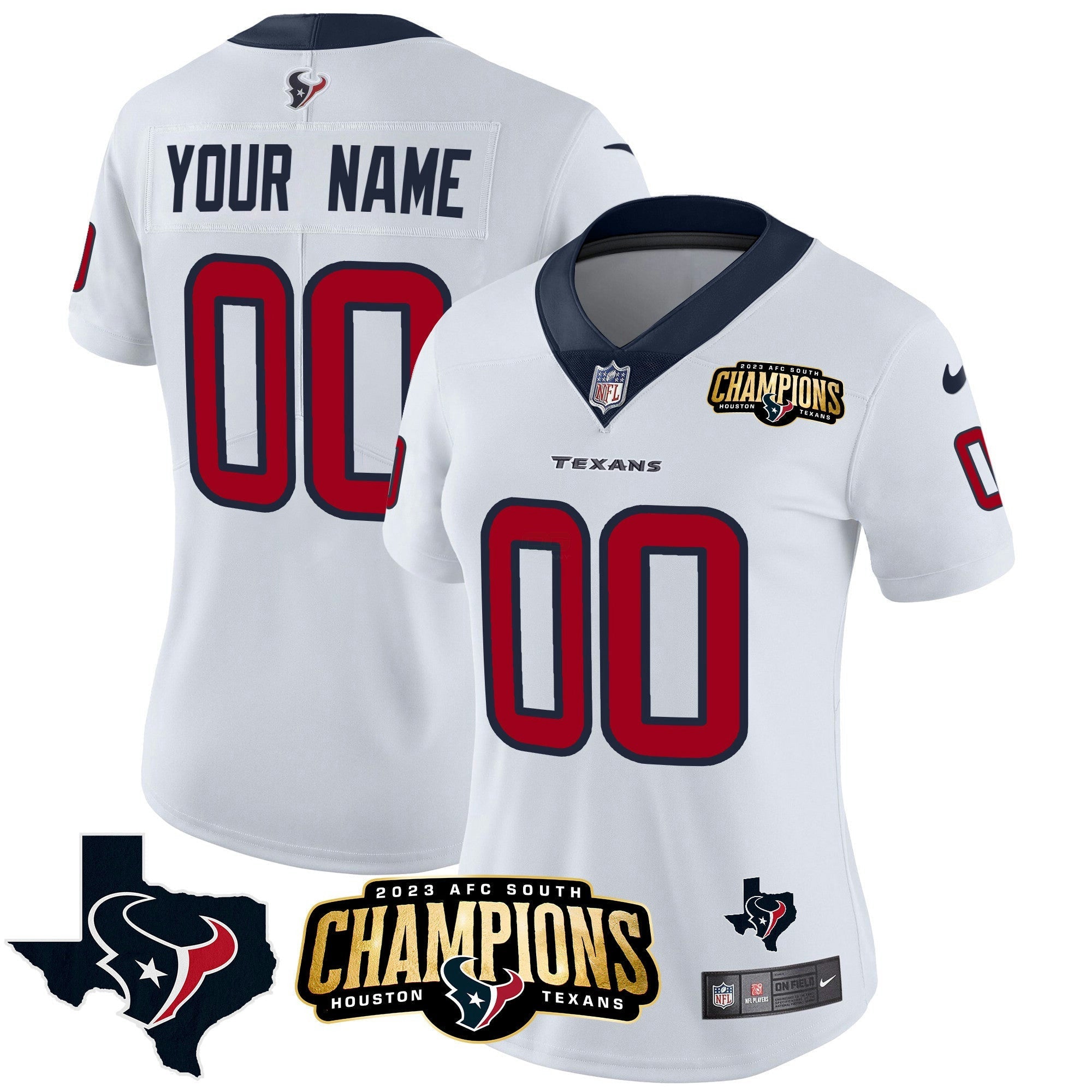Camisa NFL Houston 2023 AFC South Champions Patch Vapor Jersey