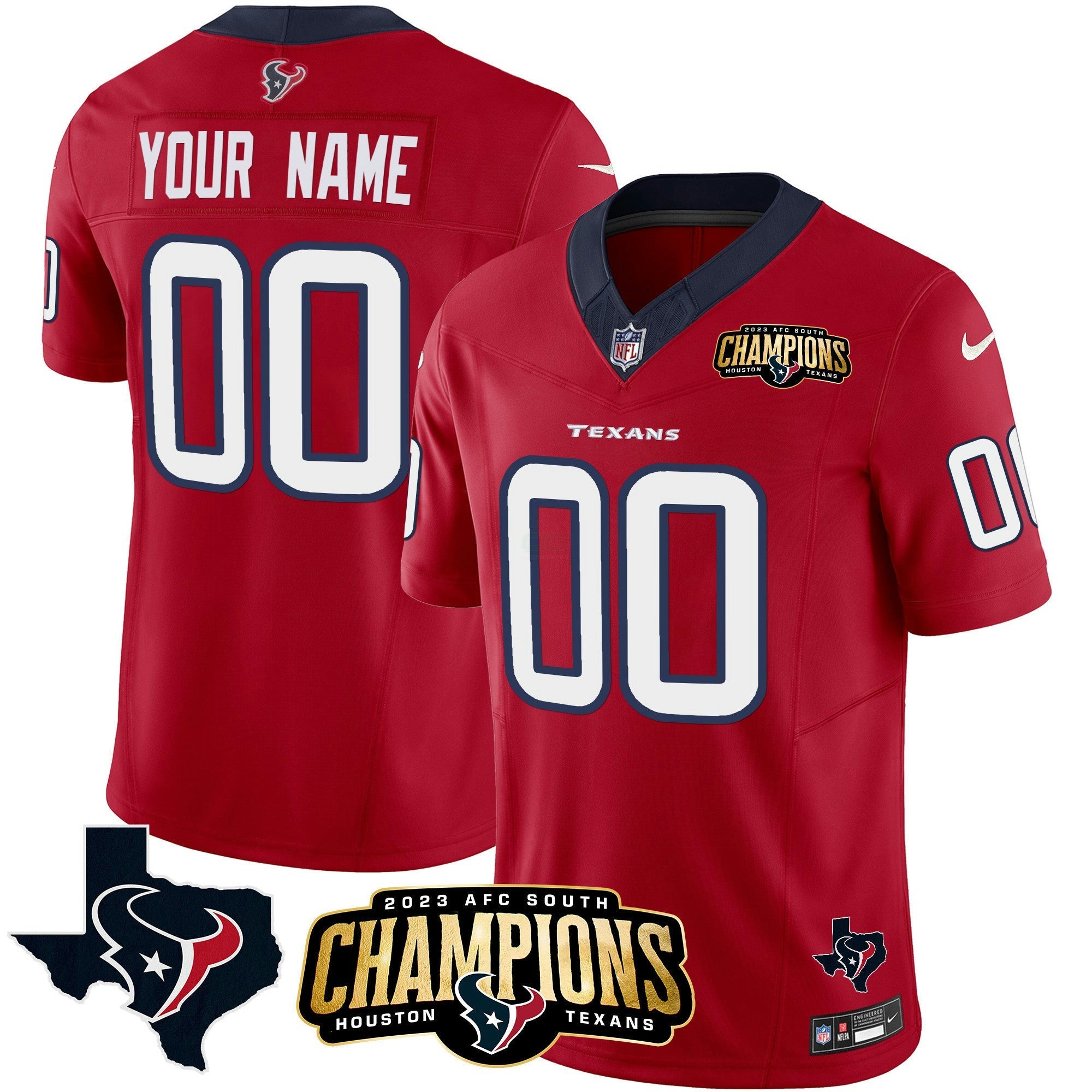 Camisa NFL Houston 2023 AFC South Champions Patch Vapor Jersey