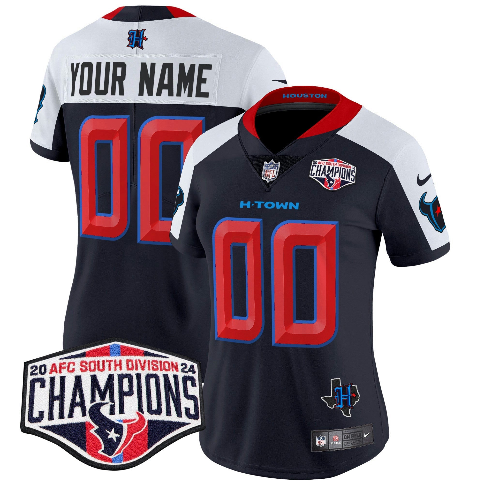 Camisa NFL Houston 2024 AFC South Division Champions Patch Vapor Limited Jersey