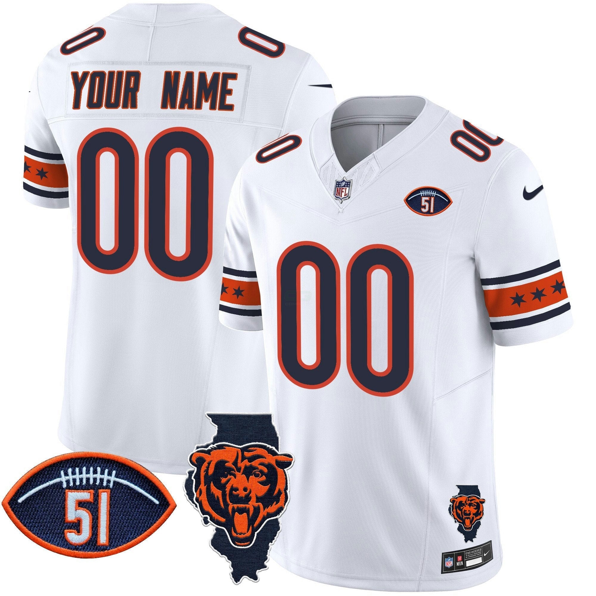 Camisa NFL Illinois & Dick Butkus Patch Vapor Limited Jersey