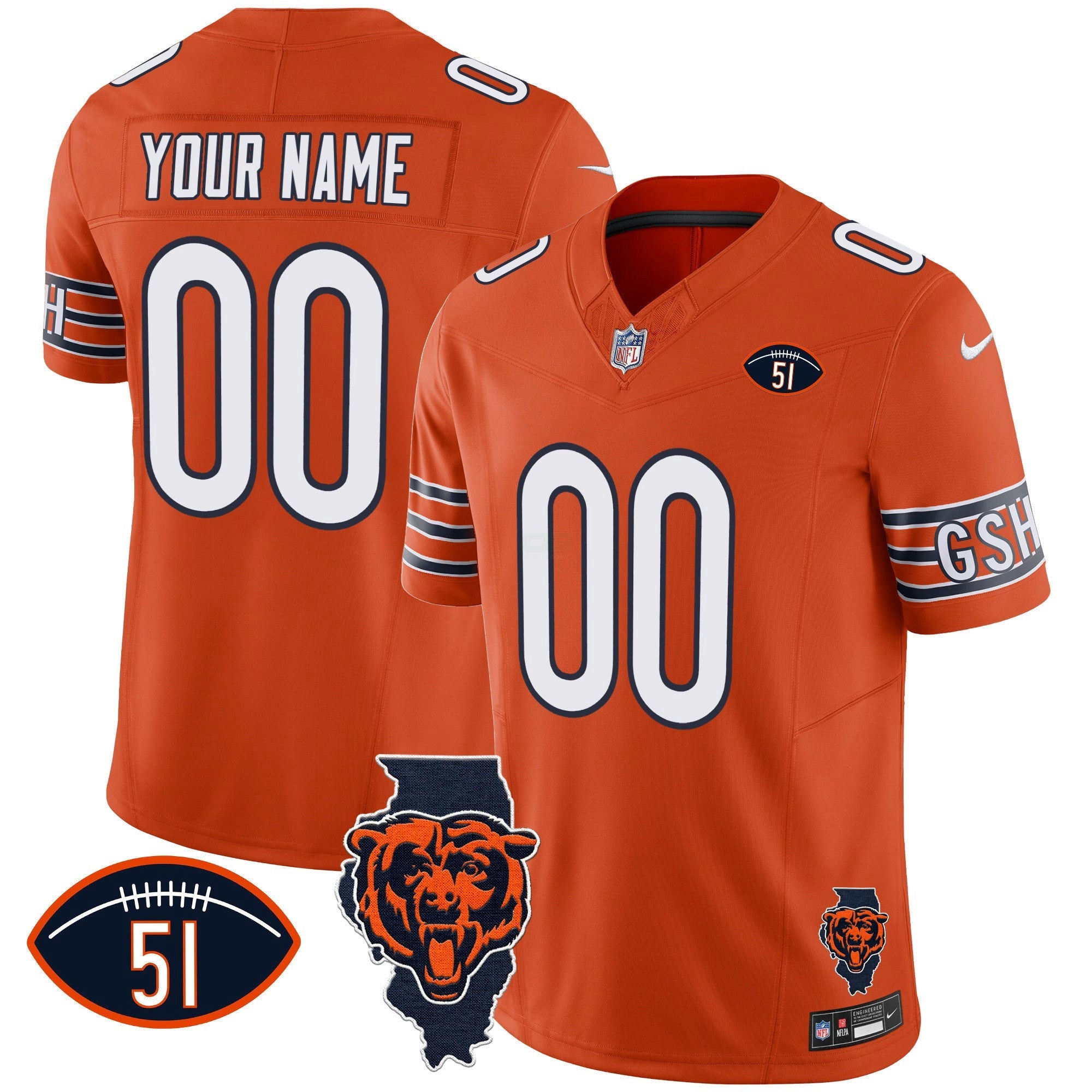 Camisa NFL Illinois Patch Vapor Jersey