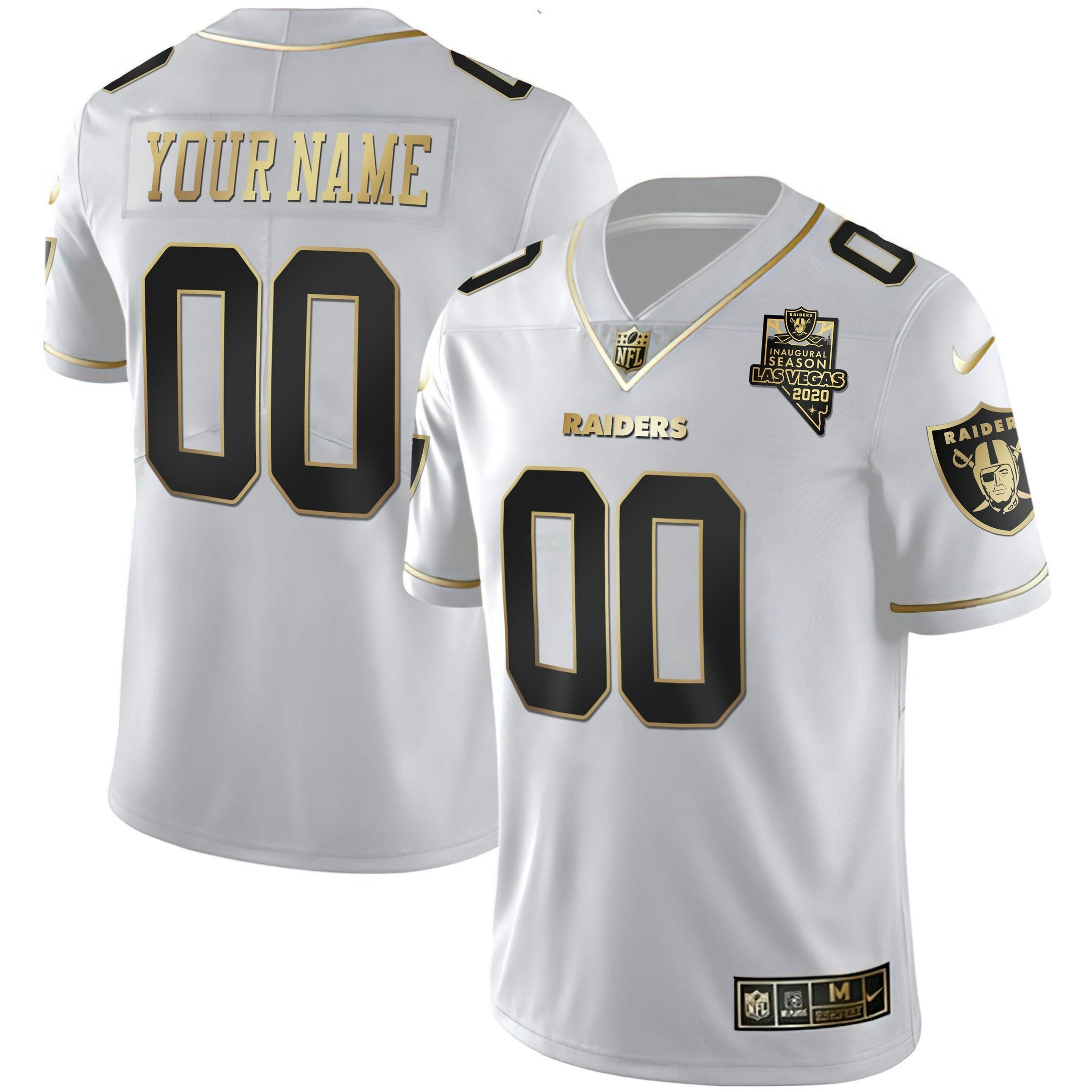 Camisa NFL Inaugural Season Patch Dourada & Split Custom Name and Number