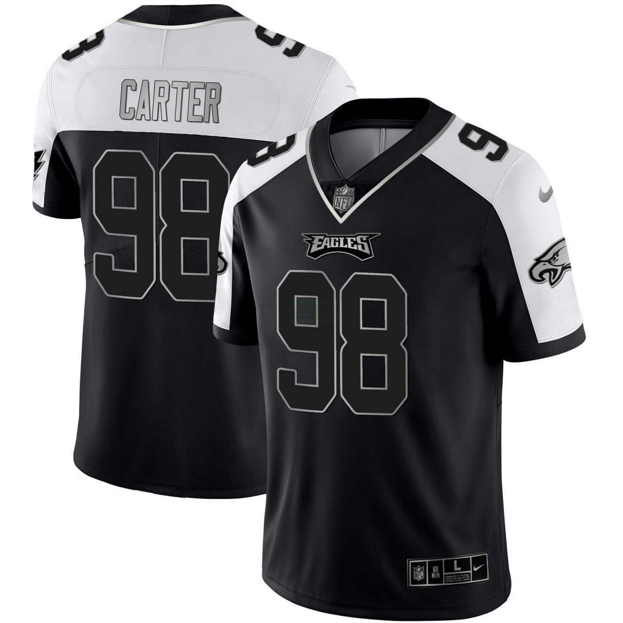 Camisa NFL Jalen Carter Philadelphia Alternativa Preta Prata Jersey - Alternativa