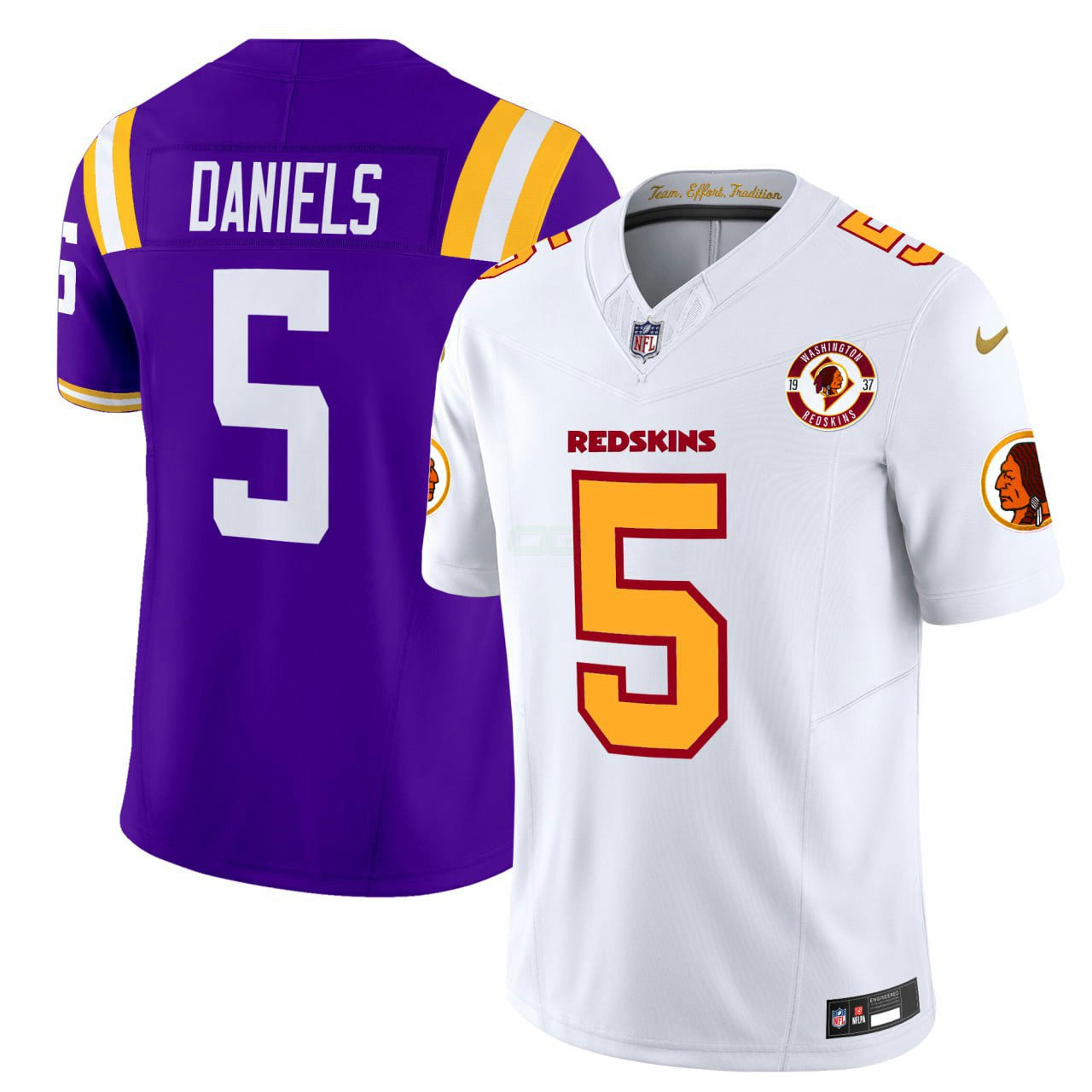 Camisa NFL Jayden Daniels LSU Roxa & Branca Redskins Limited Jersey - Jayden Daniels