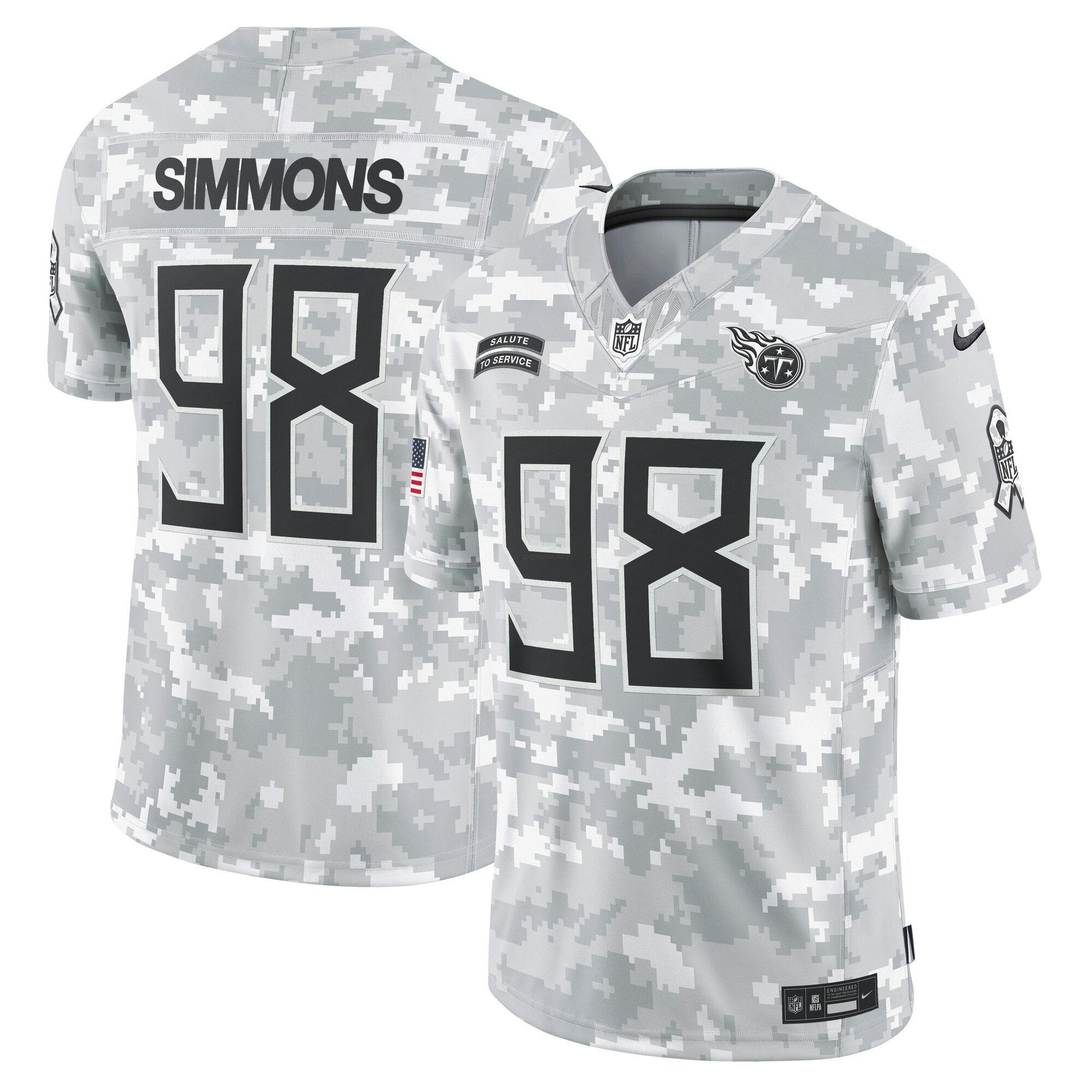 Camisa NFL Jeffery Simmons Tennessee 2024 Salute to Service Vapor Limited Jersey – Arctic Camo - Arctic Camuflada