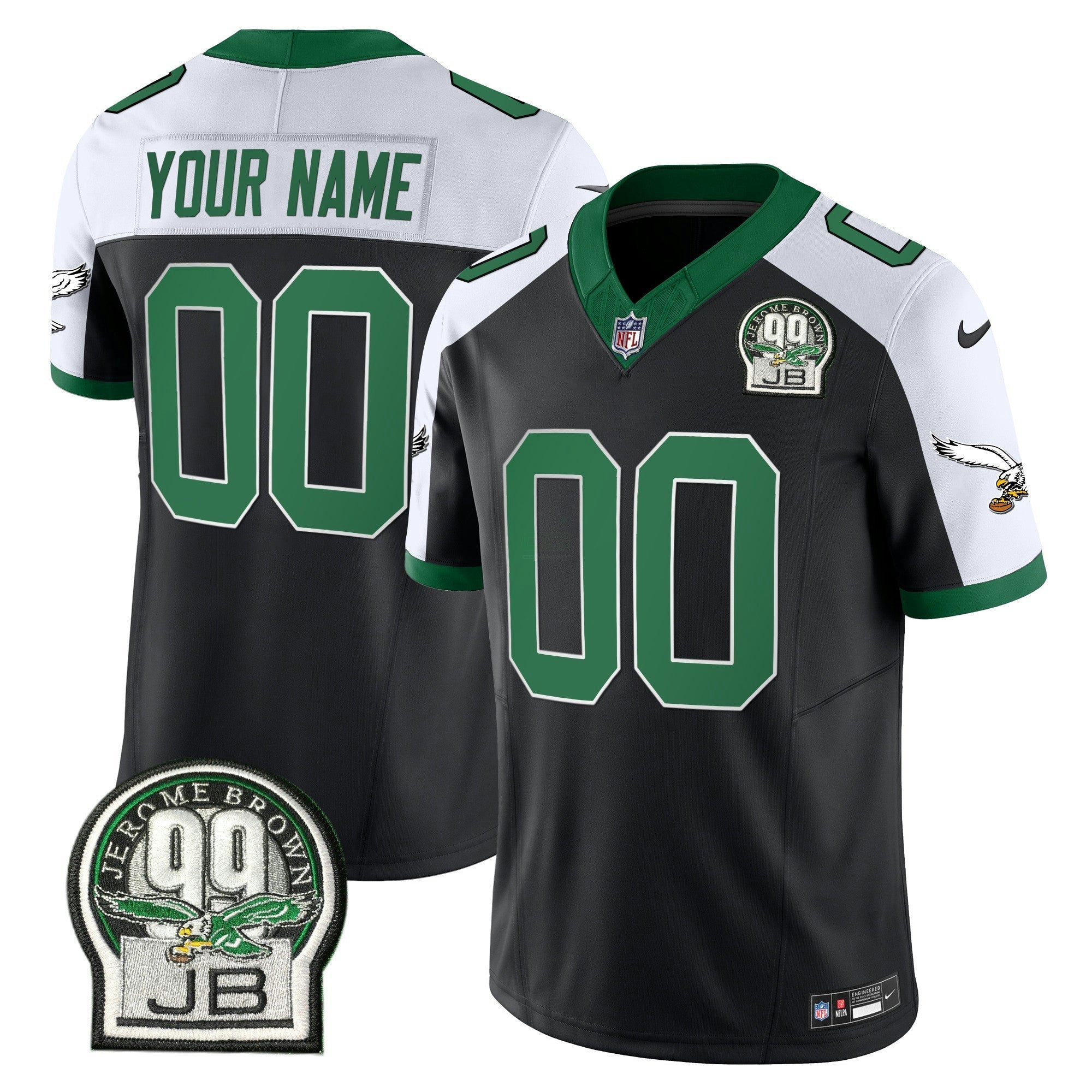 Camisa NFL Jerome Brown Patch Kelly Green Alternativa Jersey