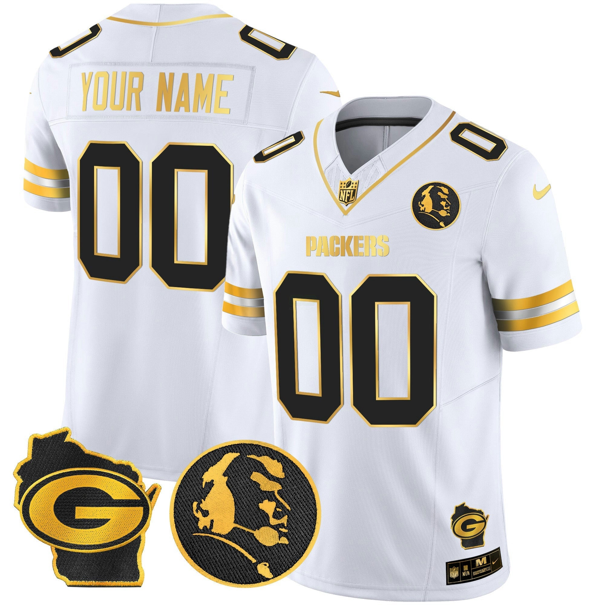 Camisa NFL John Madden & Home Patch Dourada Vapor Limited Jersey