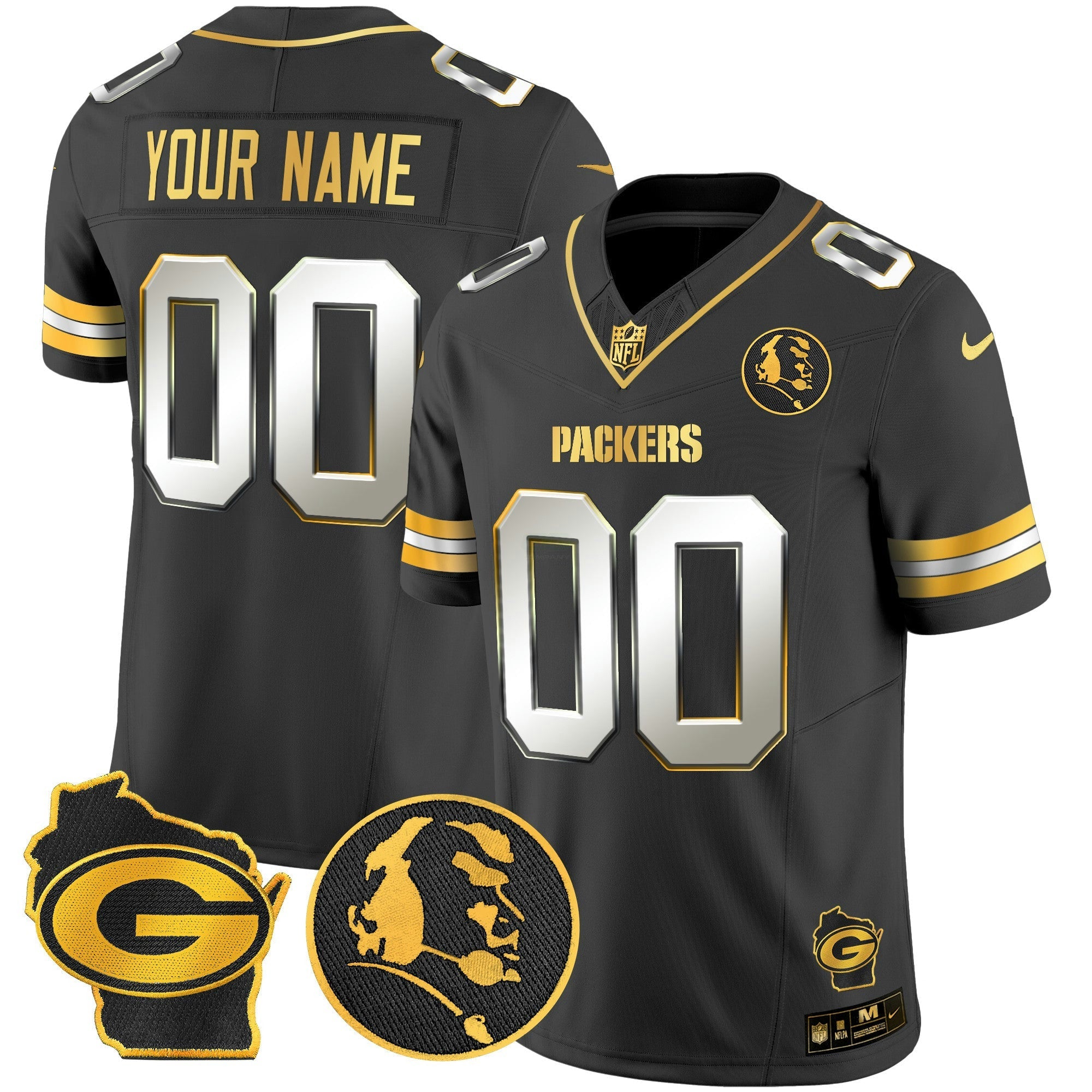 Camisa NFL John Madden & Home Patch Dourada Vapor Limited Jersey