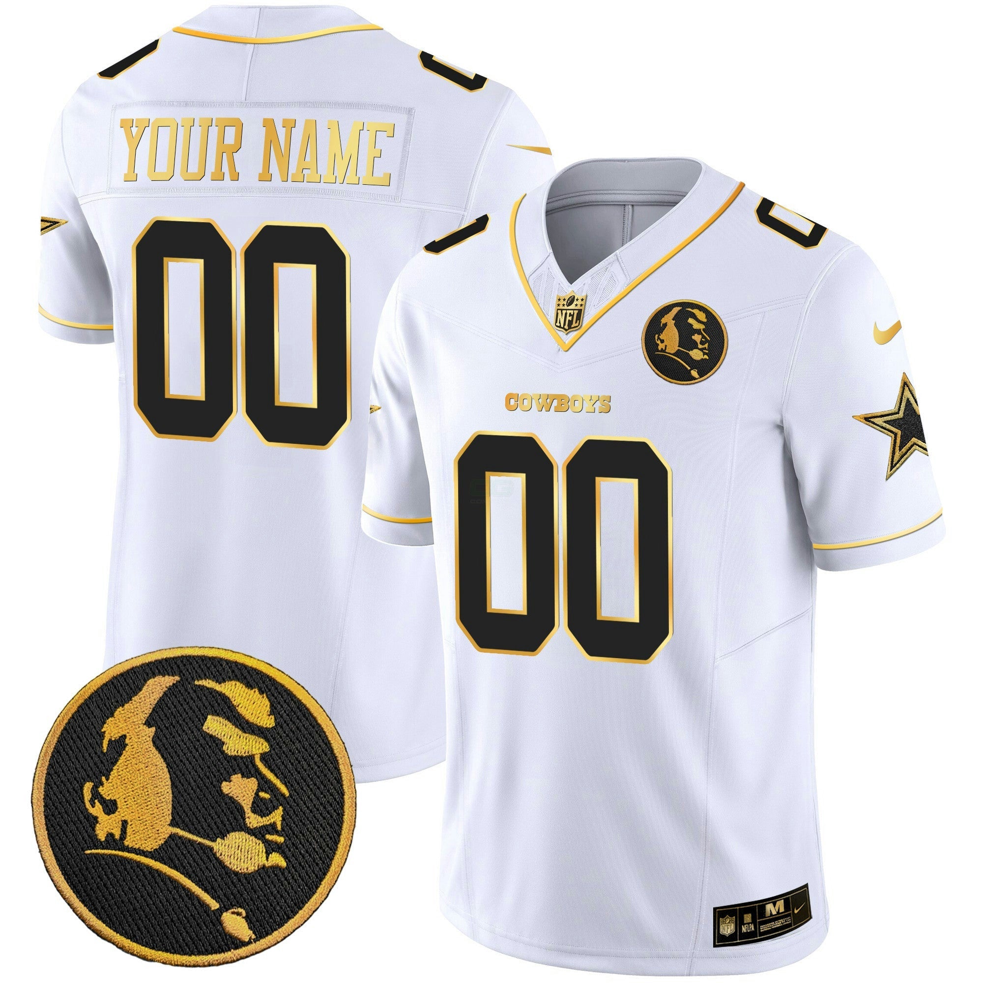 Camisa NFL John Madden Patch Dourada Vapor Jersey