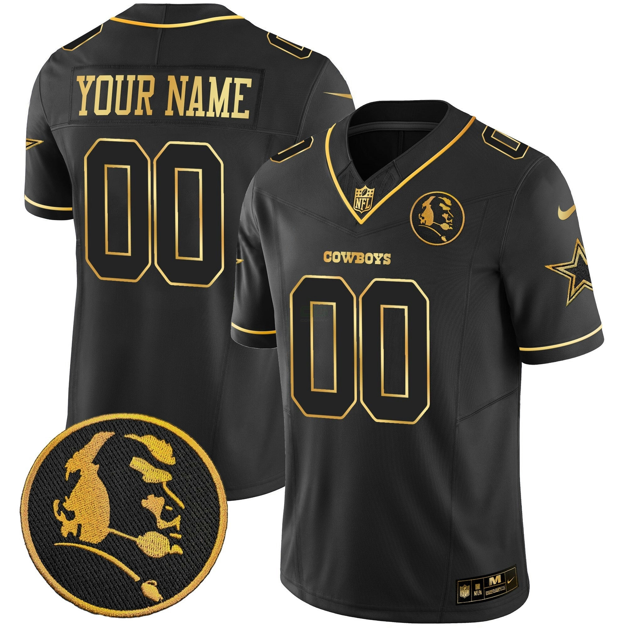 Camisa NFL John Madden Patch Dourada Vapor Jersey
