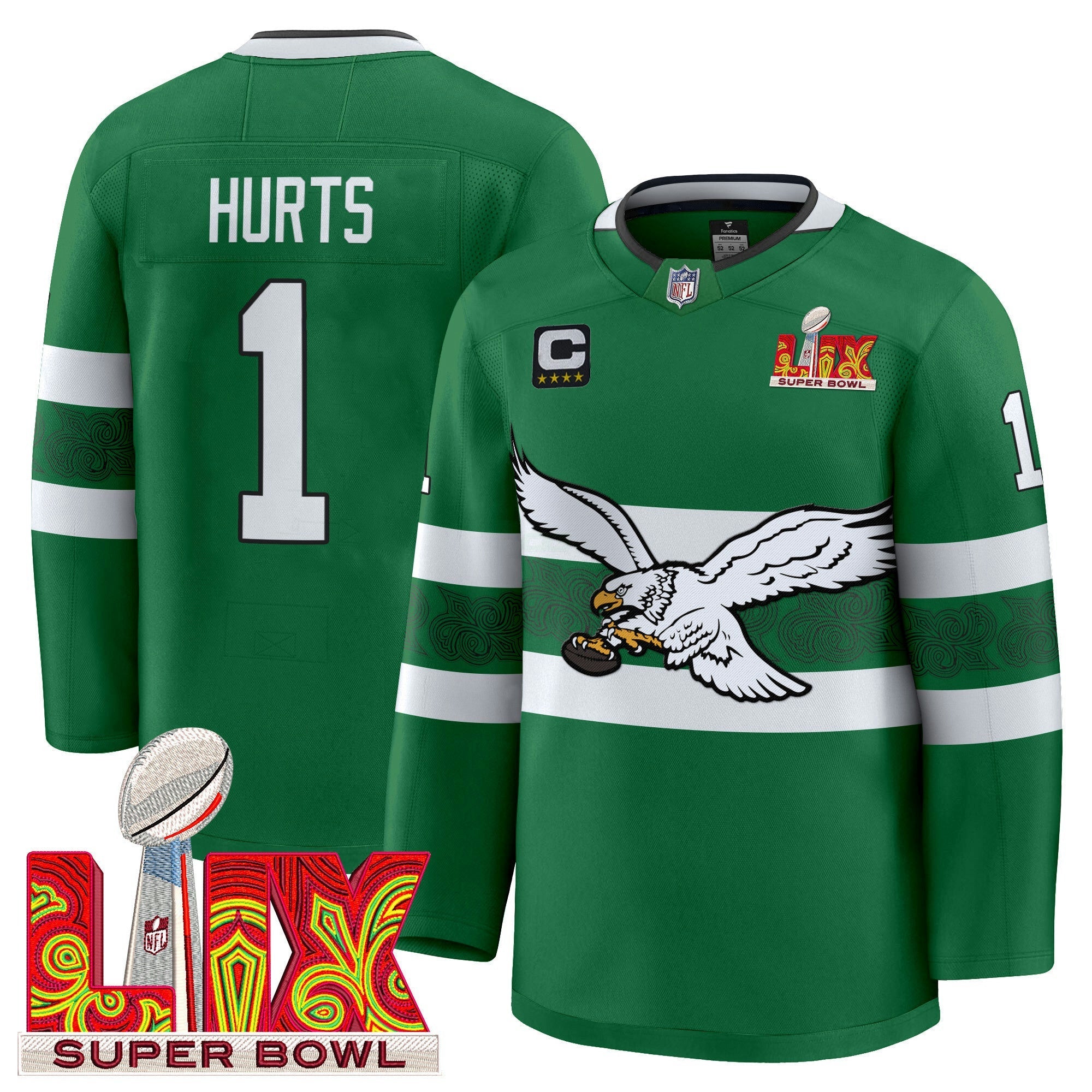 Camisa NFL Kelly Green Hockey Premium Jersey V3