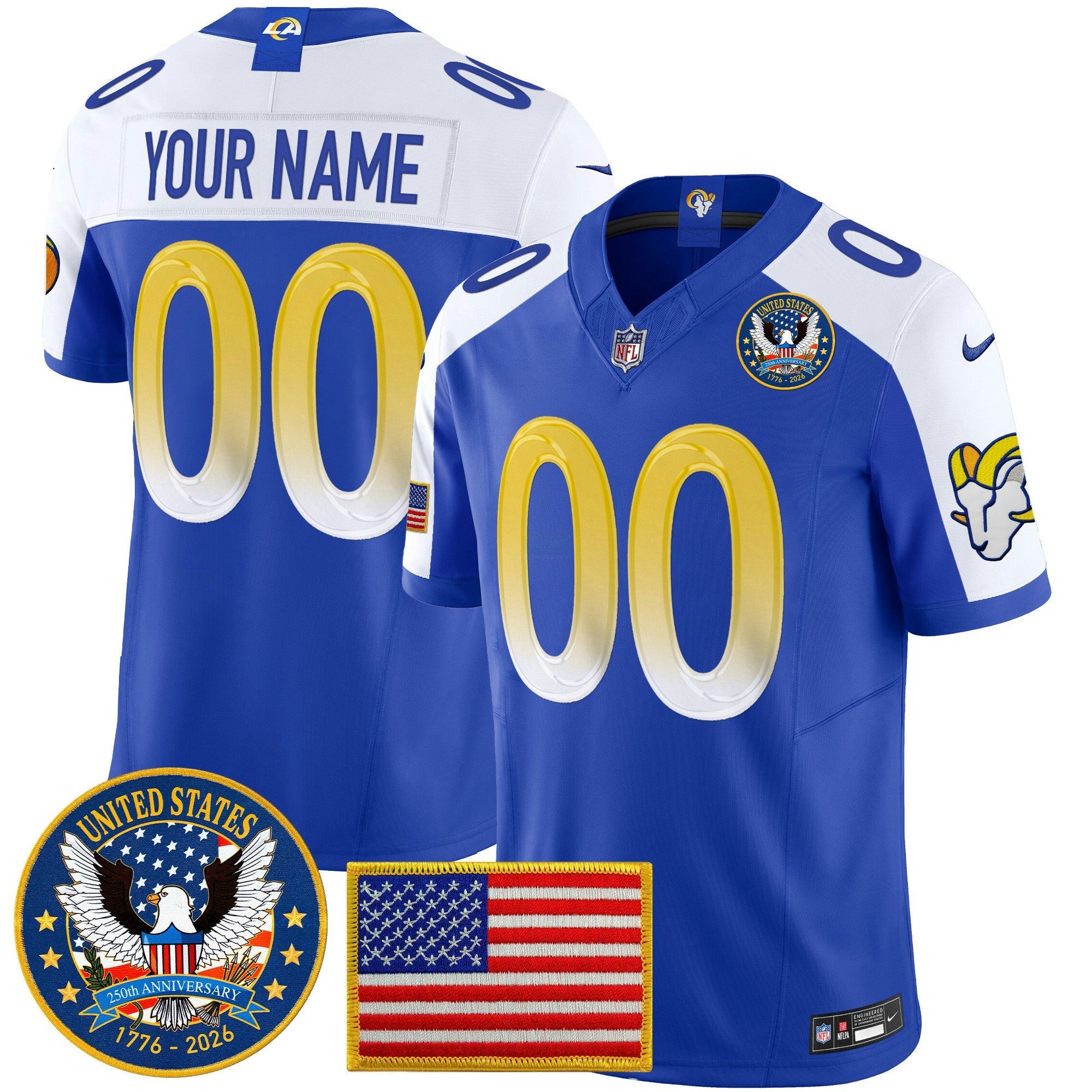 Camisa NFL Los Angeles 2025 “United States 250th Anniversary Patch” Vapor Limited Jersey