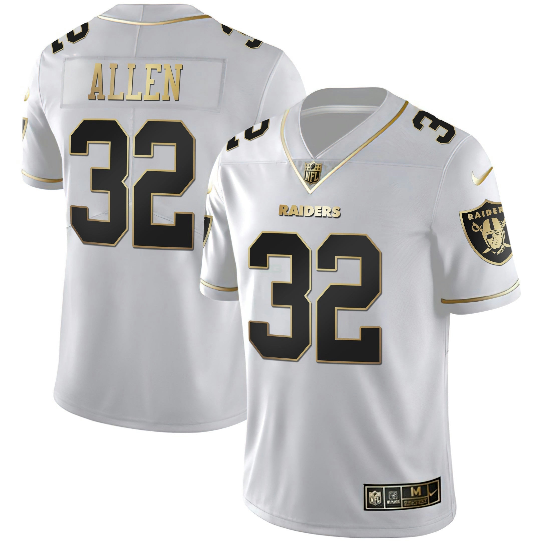 Camisa NFL Marcus Allen Branca Dourada & Preta Dourada Jersey