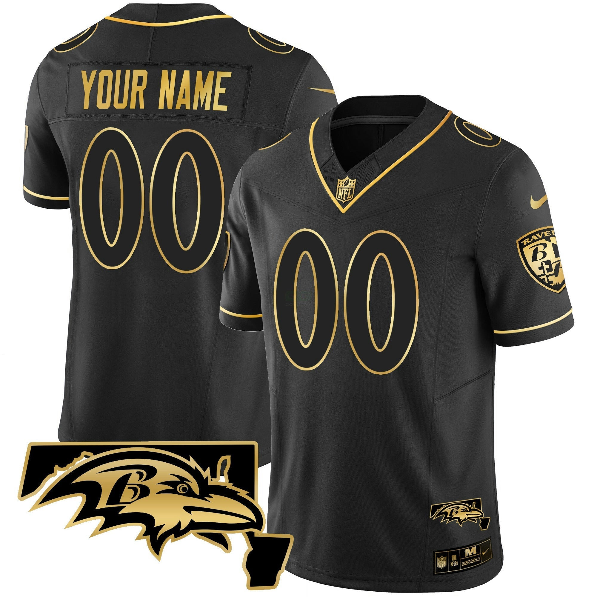 Camisa NFL Maryland Patch Vapor Dourada Jersey