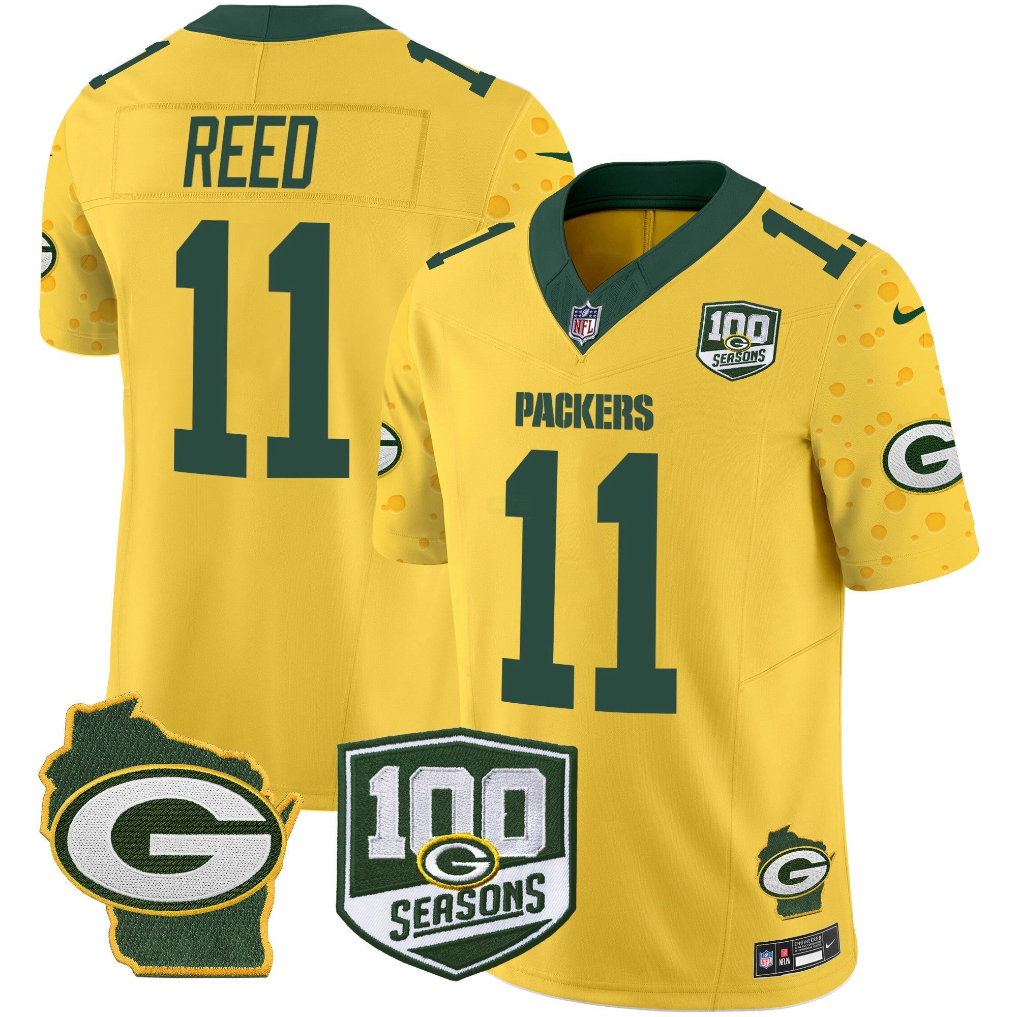 Camisa NFL Men’s 100th Season & Home Patch Cheese Vapor Limited Jersey