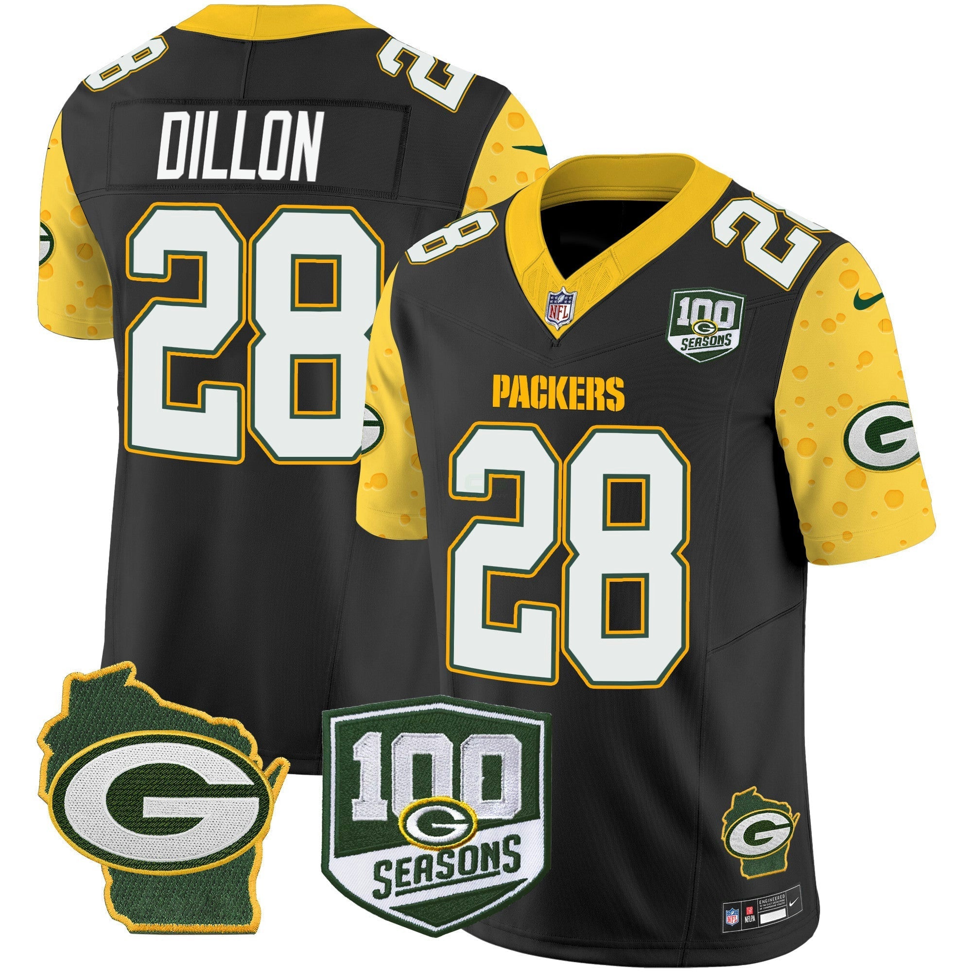 Camisa NFL Men’s 100th Season & Home Patch Cheese Vapor Limited Jersey