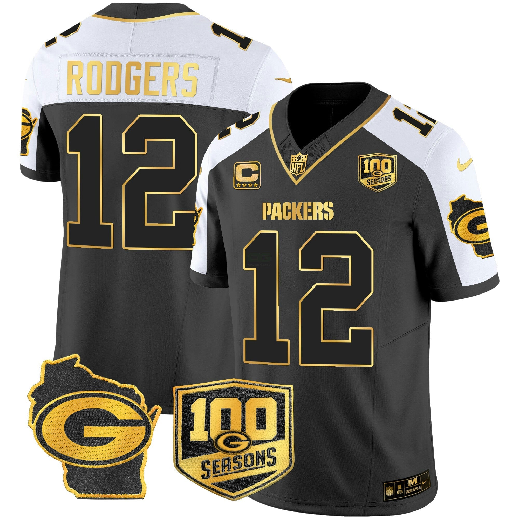 Camisa NFL Men’s 100th Season & Home Patch Dourada Vapor Limited Jersey
